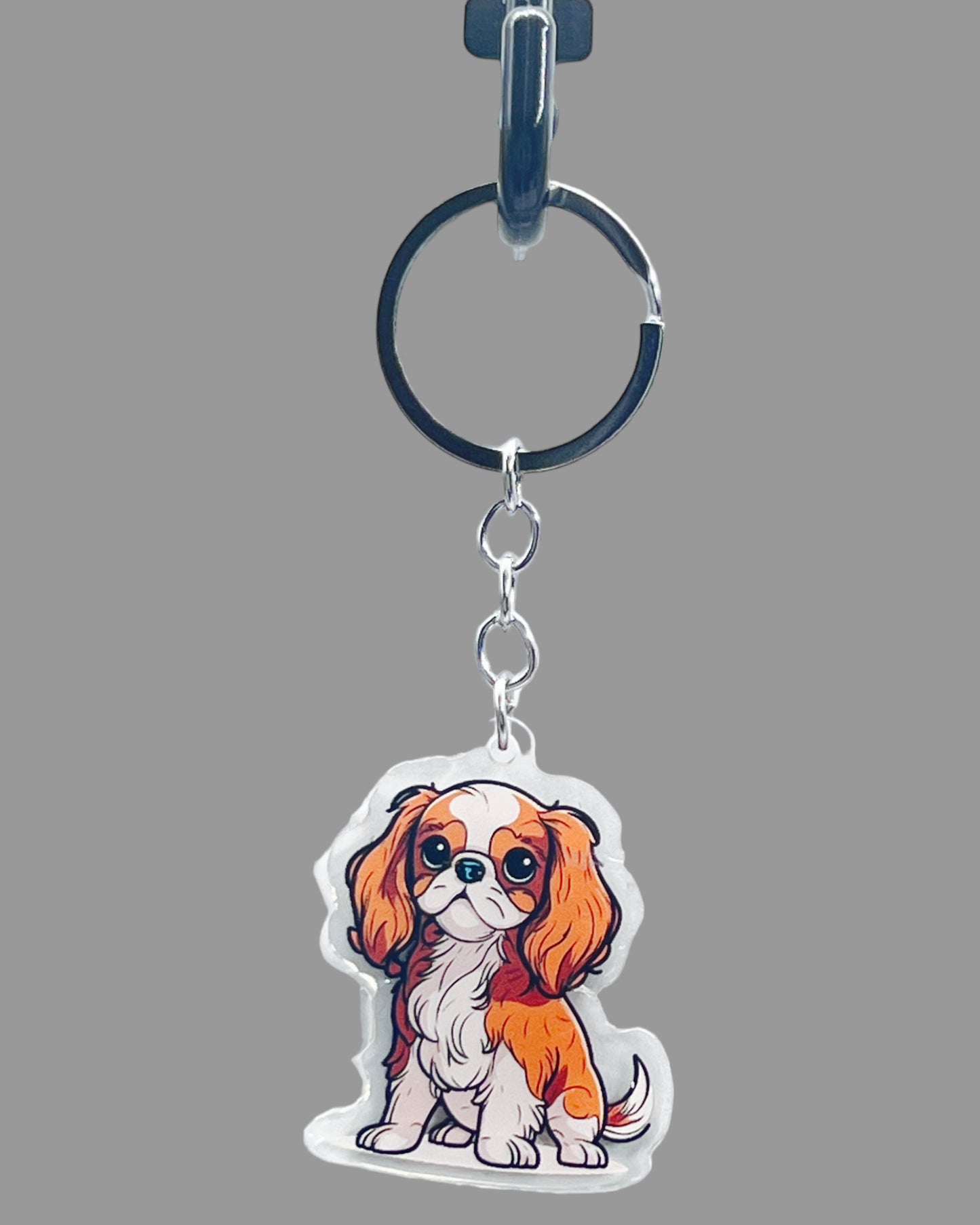 Cavalier King Charles Spaniel Dog Acrylic keychain, Cute kawaii memorial ornament, pet portrait charm gift  backpack fob, dad car décor, dog mom