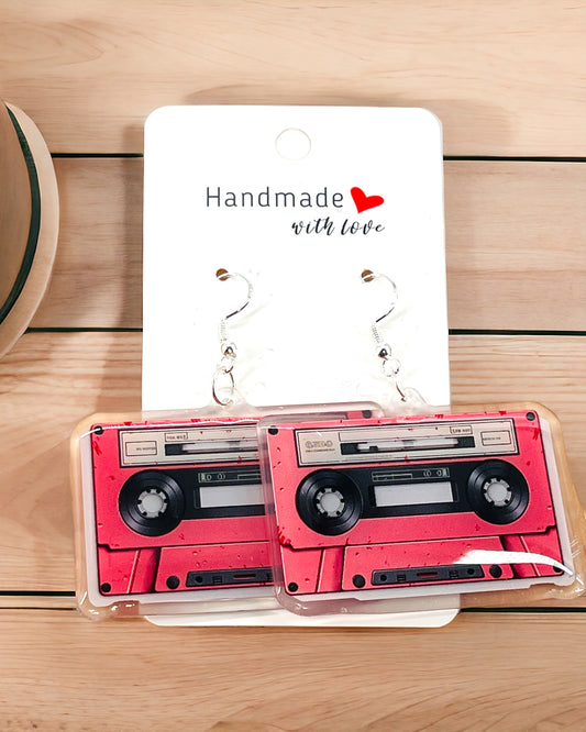 Cassette Acrylic Earrings funky weird quirky earrings, cool funny  gift for her, birthday gift,  Christmas stocking stuffer