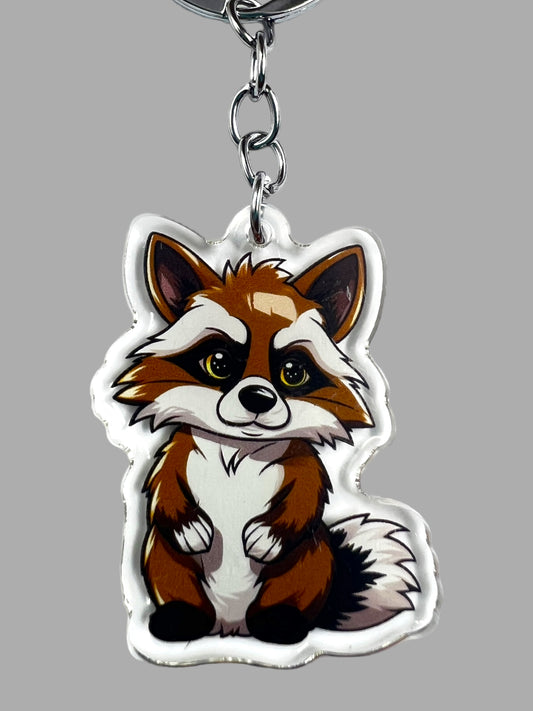 Raccoon Acrylic Keychain, Wildlife Cute kawaii memorial ornament, pet portrait charm, backpack fob, dad car décor, stocking stuffer, birthday gift