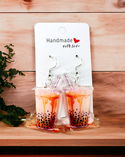 Boba acrylic earrings funky weird quirky earrings, cool funny  gift for her, birthday gift,  Christmas stocking stuffer