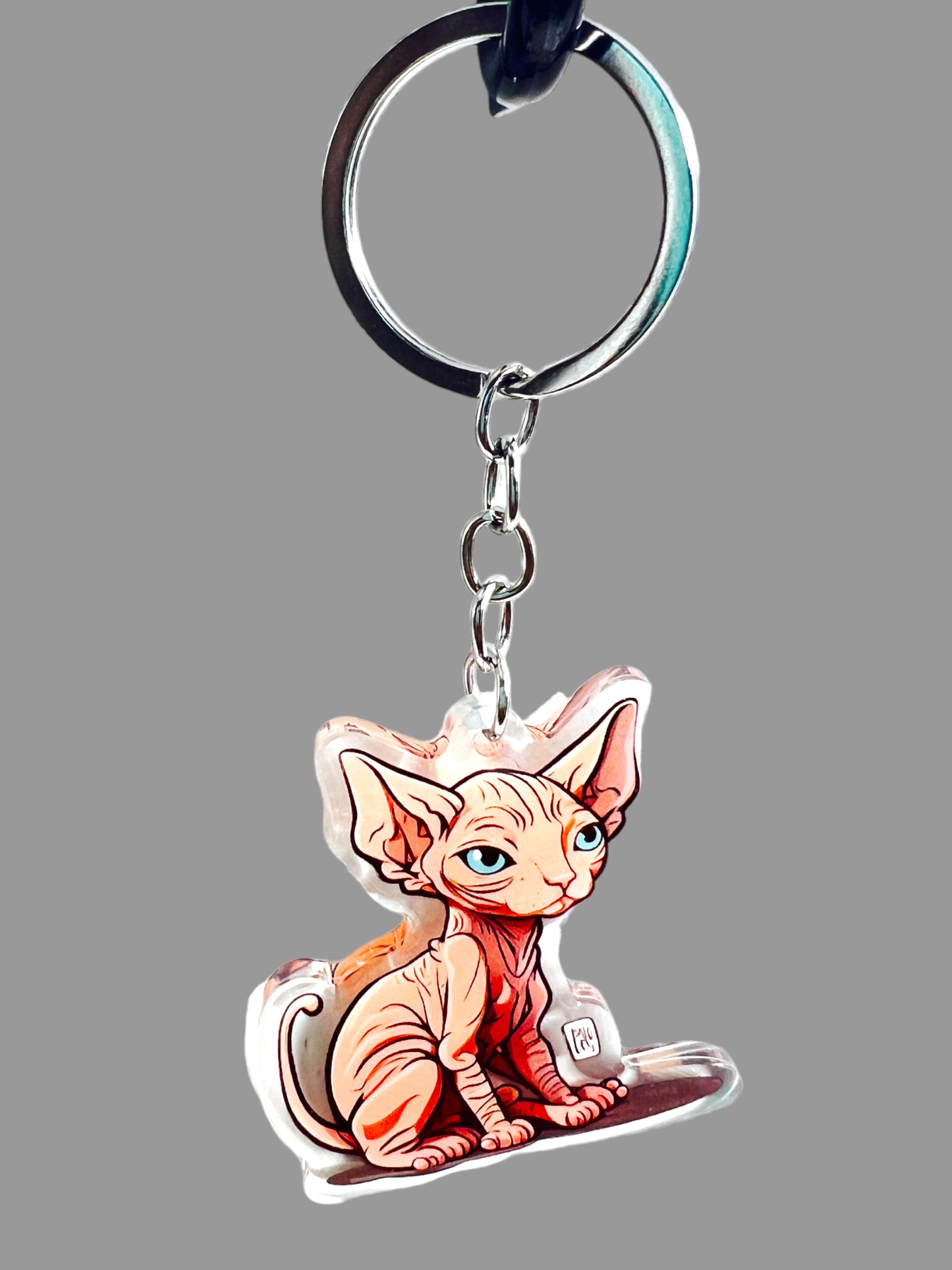 Sphynx Cat Acrylic Keychain, Cute kawaii memorial ornament, pet portrait charm, backpack fob, dad car décor, stocking stuffer, birthday gift