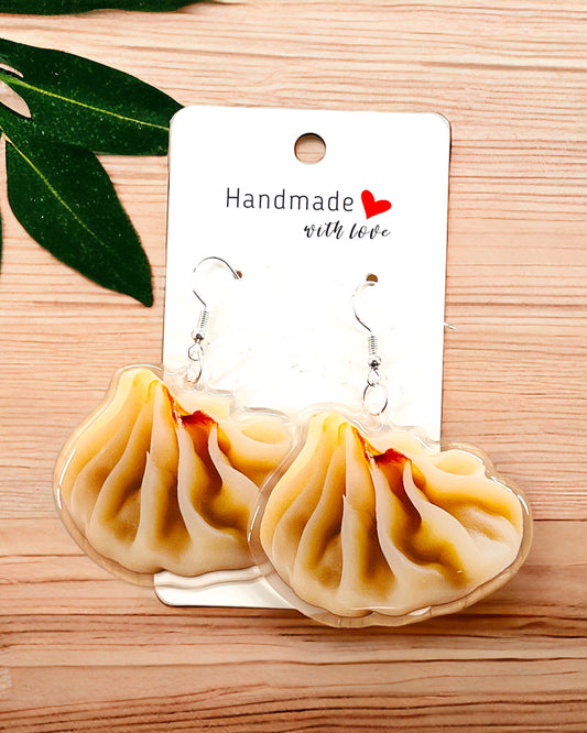 Dumplings Asian Food lovers Acrylic earrings, funky weird quirky earrings, cool funny  gift for her, birthday gift,  Christmas stocking stuffer