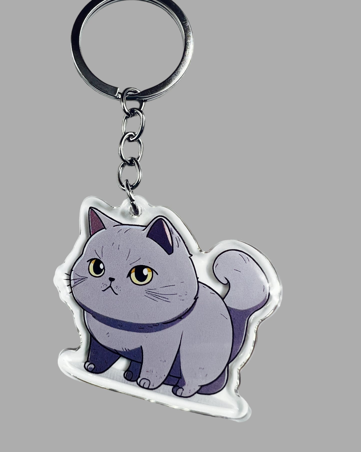 Scottish Fold Cat Acrylic Keychain, Cute kawaii memorial ornament, pet portrait charm, backpack fob, dad car décor, stocking stuffer, birthday gift