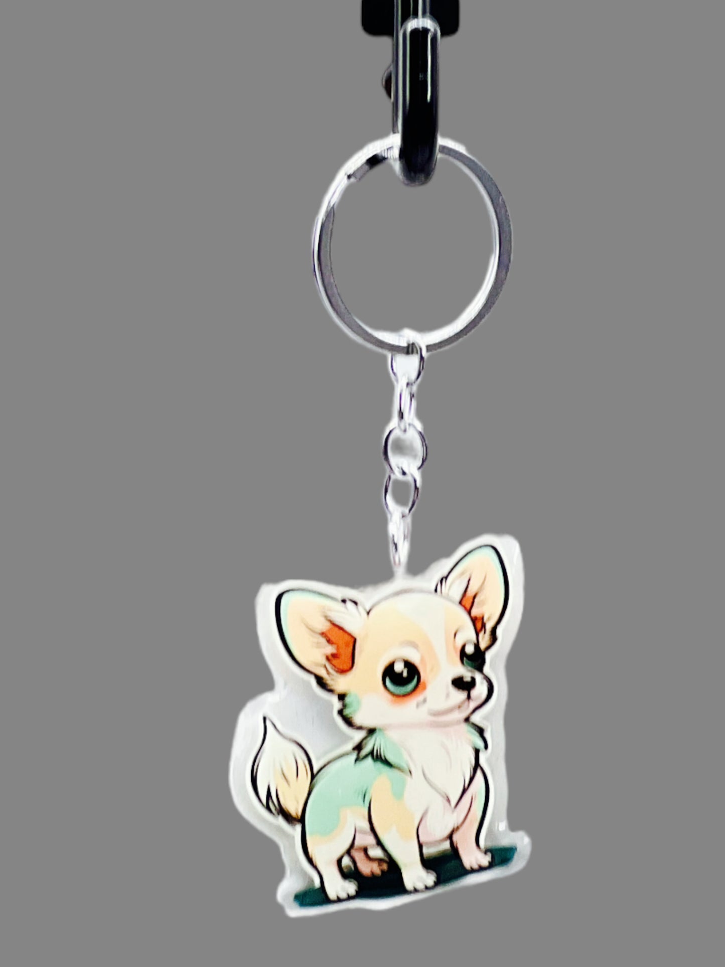 Chihuahua Acrylic Keychain Cute kawaii memorial ornament, pet portrait charm gift  backpack fob, dad car décor, dog mom