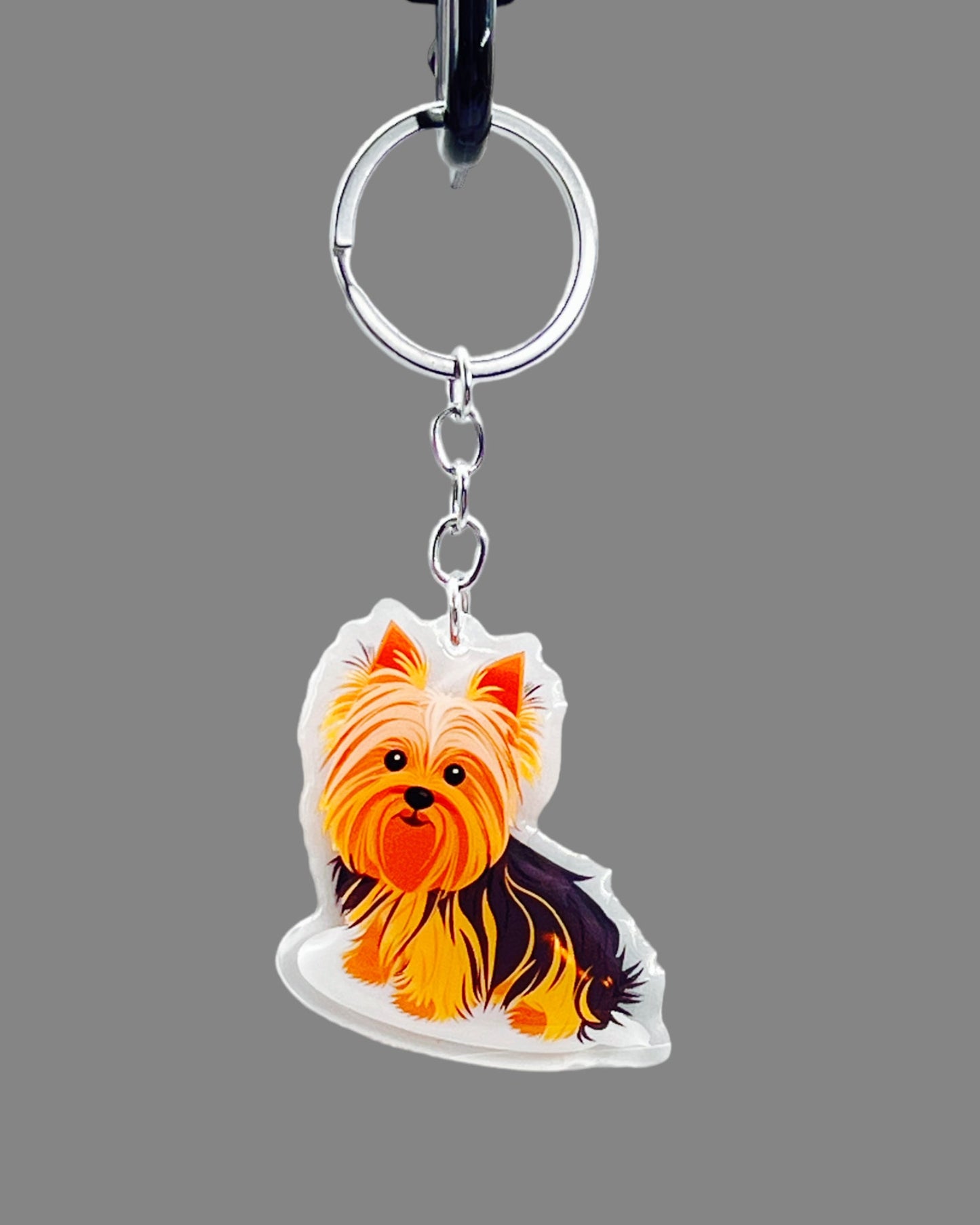 Teacup Yorkshire Terrier Dog Acrylic Keychain, Cute kawaii memorial ornament, pet portrait charm gift, backpack fob, dad car décor, dog mom gift