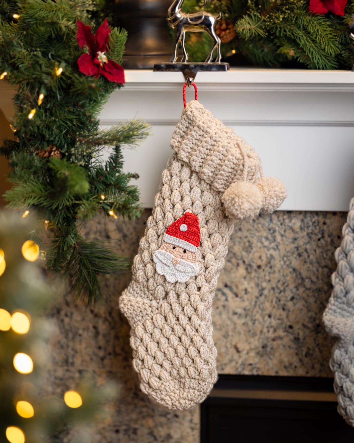 Beige Santa Christmas Stocking