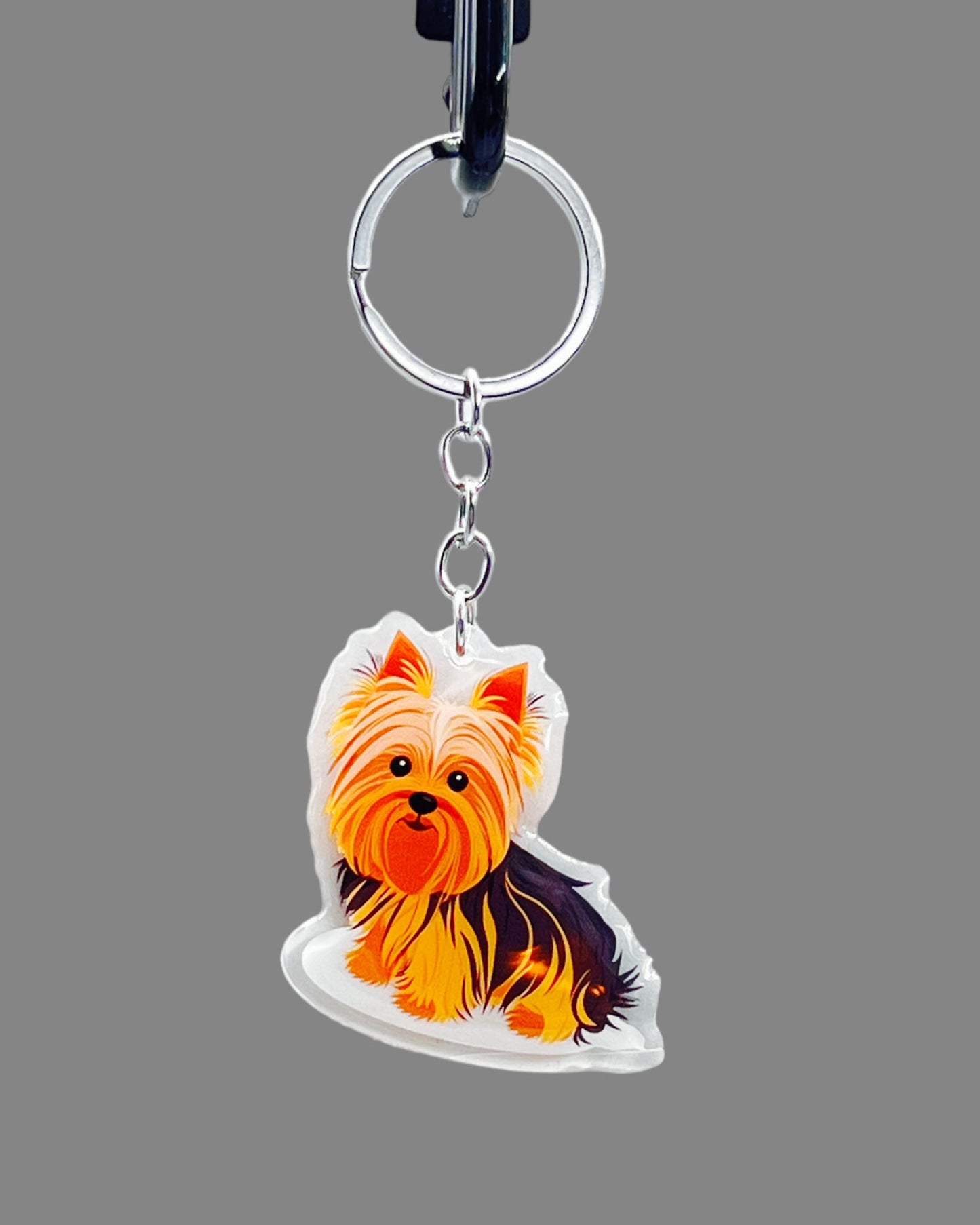 Teacup Yorkshire Terrier Dog Acrylic Keychain, Cute kawaii memorial ornament, pet portrait charm gift, backpack fob, dad car décor, dog mom gift