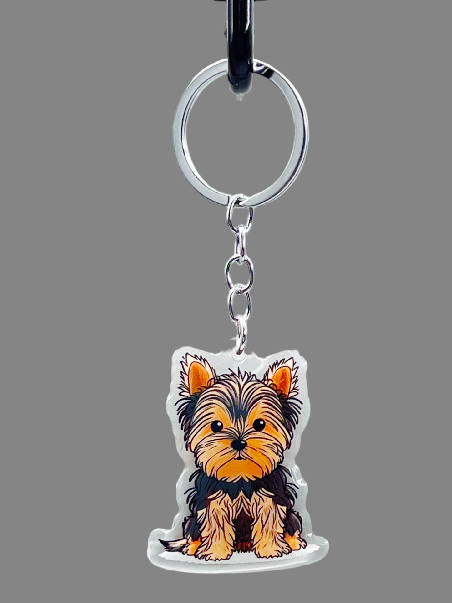 Yorkshire Terrier Dog Acrylic Keychain, Cute kawaii memorial ornament, pet portrait charm gift, backpack photo fob, dad car décor, dog mom gift