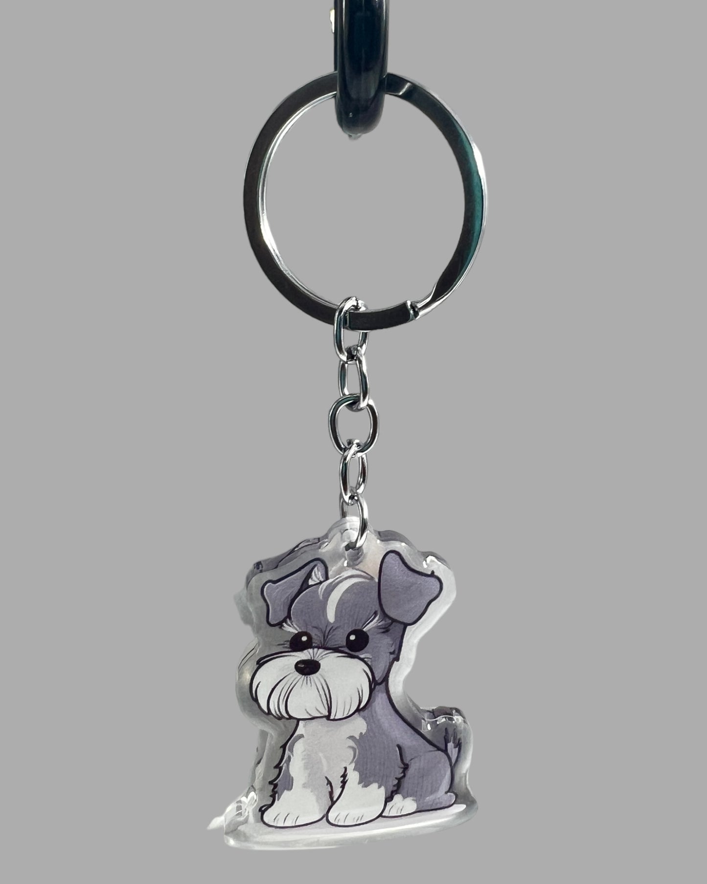 Standard Schnauzer Dog Acrylic Keychain, Cute kawaii memorial ornament, pet portrait charm, backpack fob, dad car décor, stocking stuffer, birthday gift