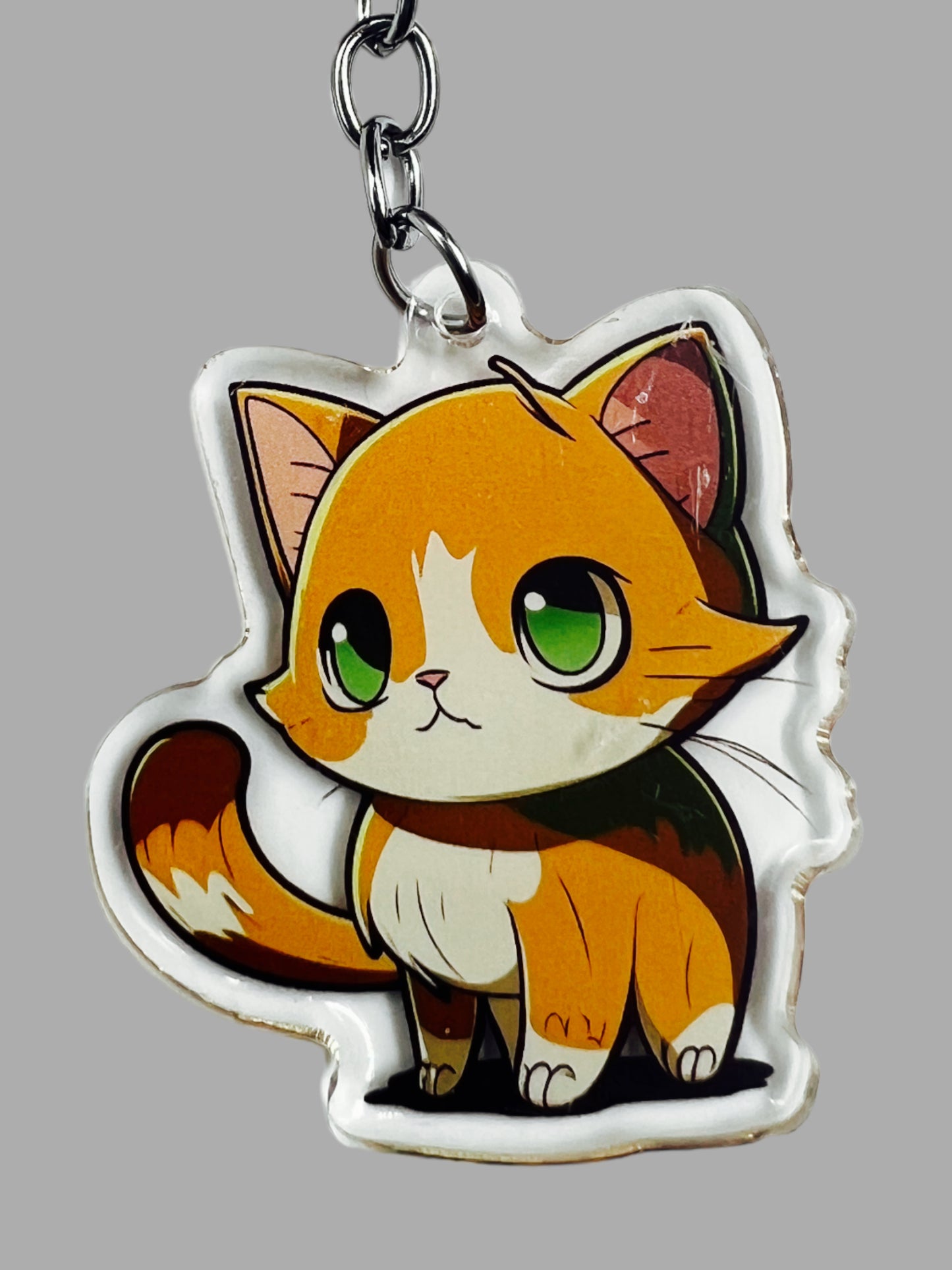 Cat Acrylic Keychain, Cute kawaii memorial ornament, pet portrait charm gift  backpack fob, dad car décor, first day of school gift