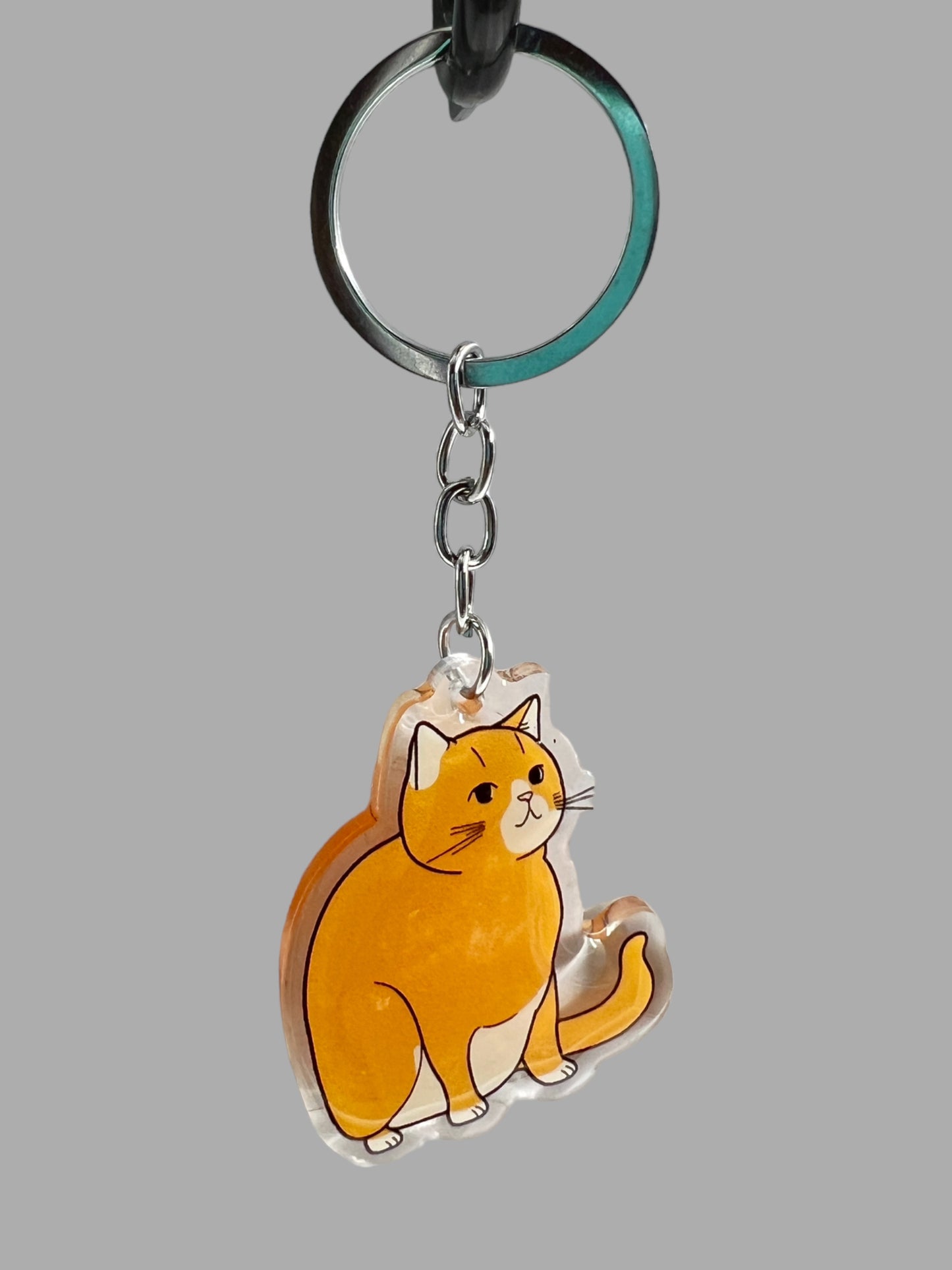 Orange Tabby Cat Acrylic keychain, Cute kawaii memorial ornament, pet portrait charm gift backpack fob, dad car décor, first day of school gift