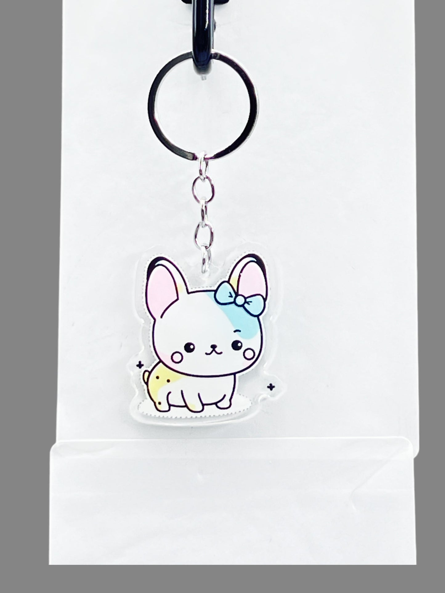 French Bulldog Dog Acrylic Keychain Cute kawaii memorial ornament, pet portrait charm gift  backpack photo fob, dad car décor, dog mom gift