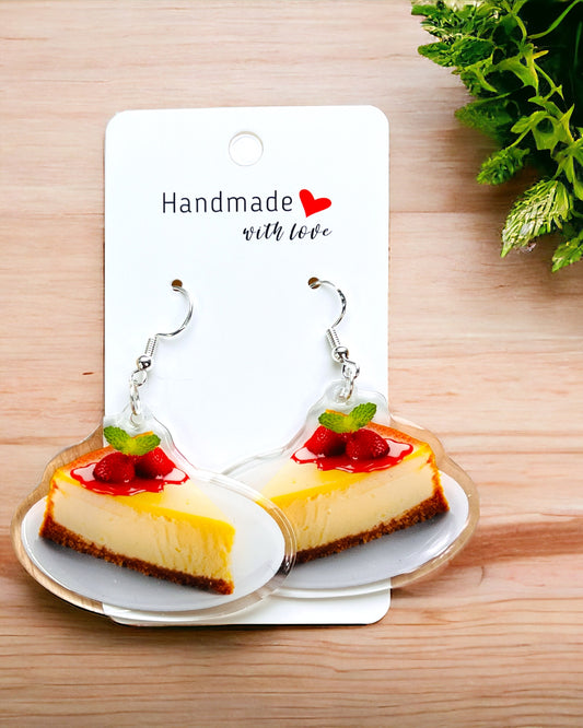 Cheesecake Acrylic Earrings funky weird quirky earrings, cool funny  gift for her, birthday gift,  Christmas stocking stuffer