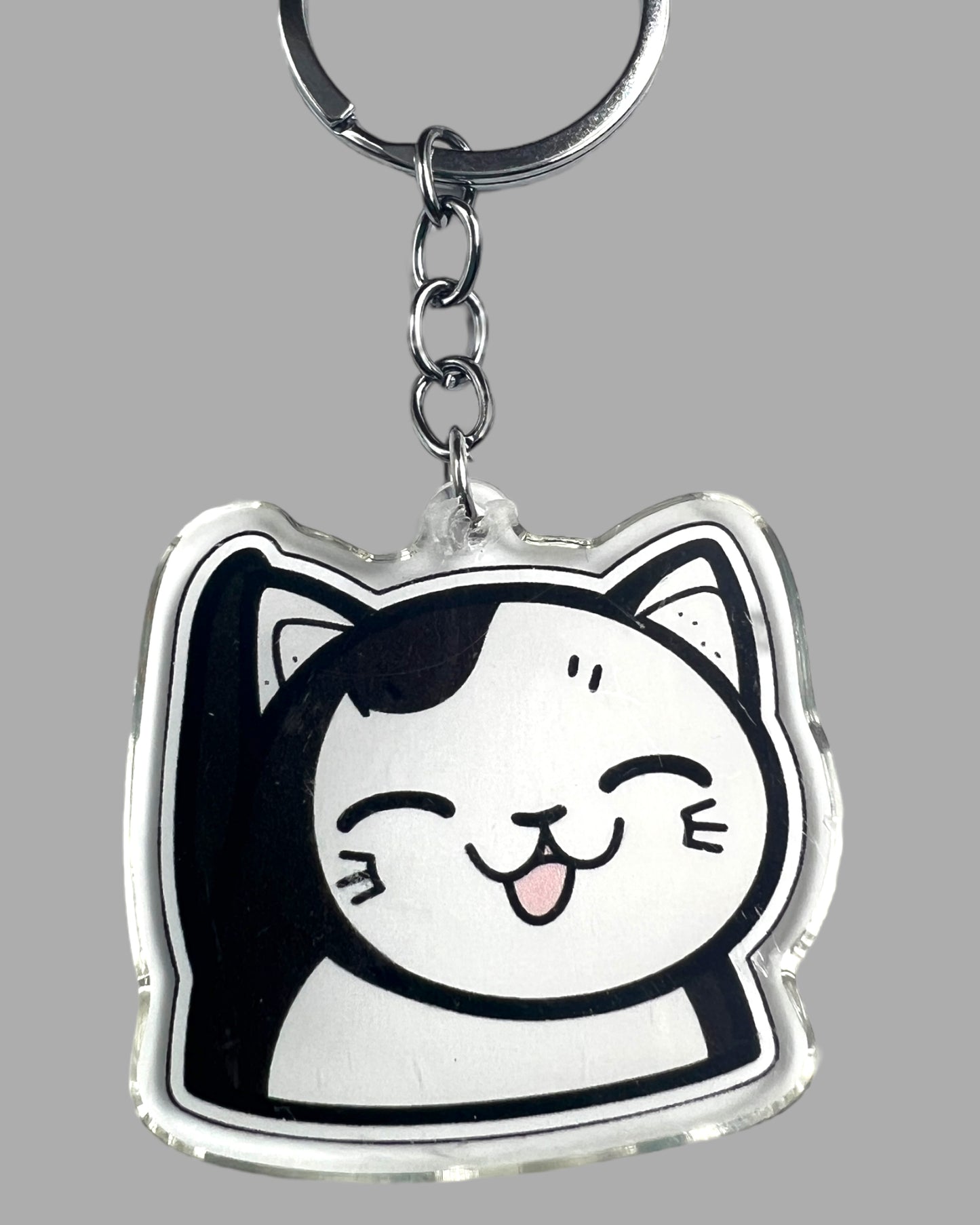 Munchkin Cat Acrylic Keychain, Cute kawaii memorial ornament, pet portrait charm gift  backpack fob, dad car décor, first day of school gift