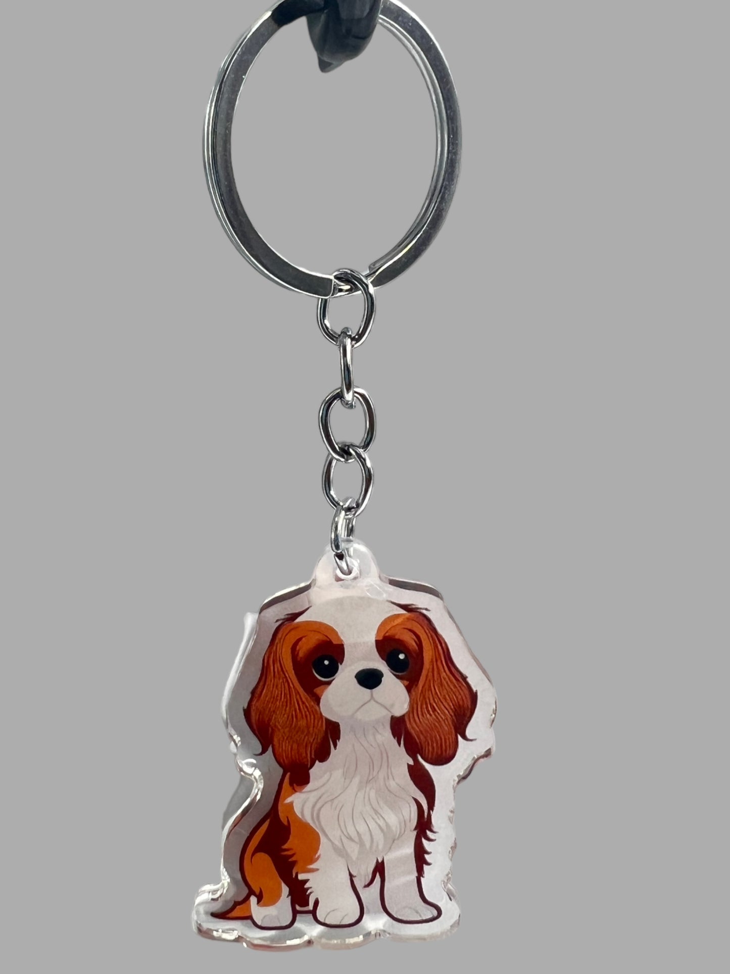 Cavalier King Charles Spaniel Dog Acrylic keychain, Cute kawaii memorial ornament, pet portrait charm gift  backpack fob, dad car décor, dog mom