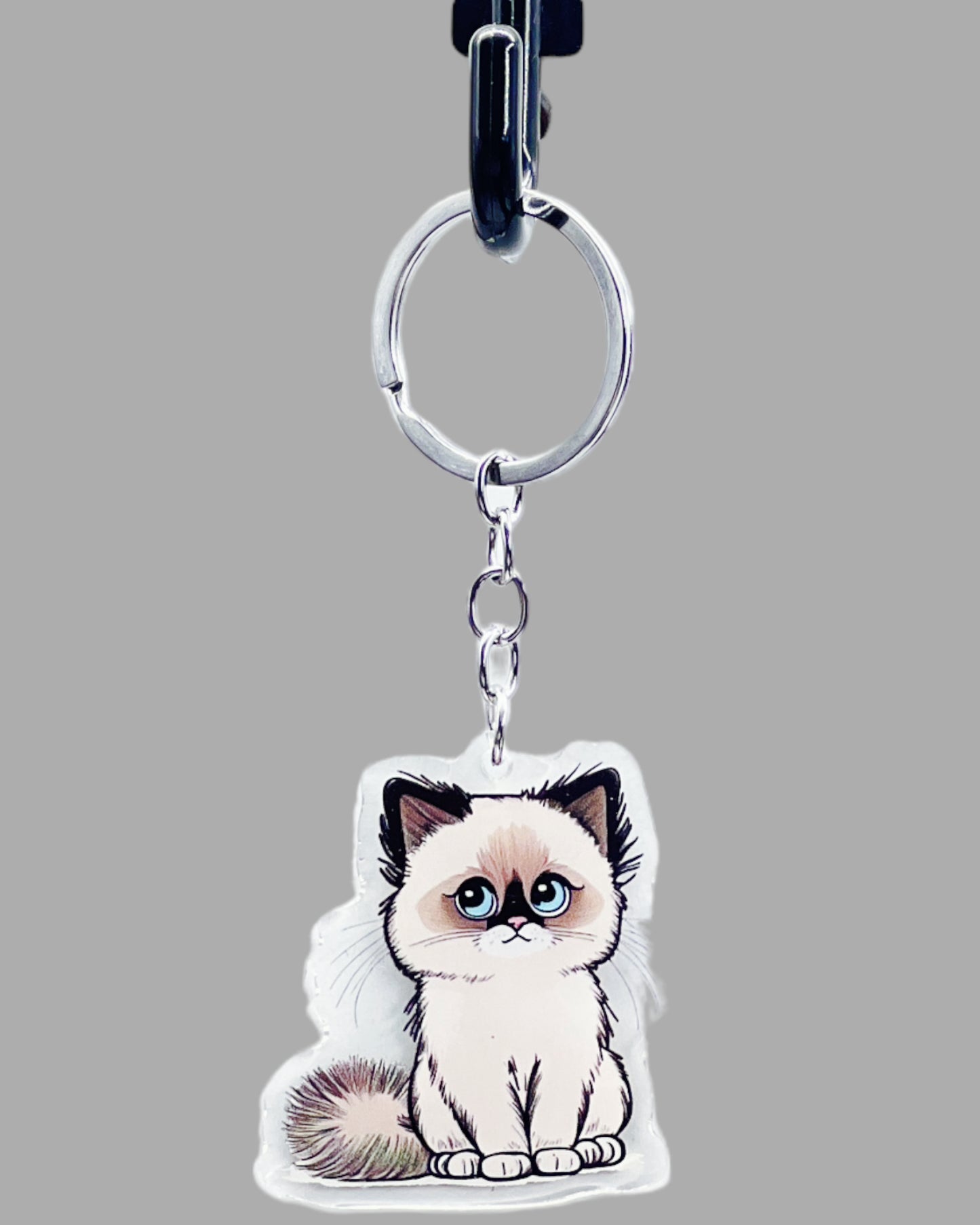 Siamese Cat Acrylic Keychains, Cute kawaii memorial ornament, pet portrait charm, backpack fob, dad car décor, stocking stuffer, birthday gift