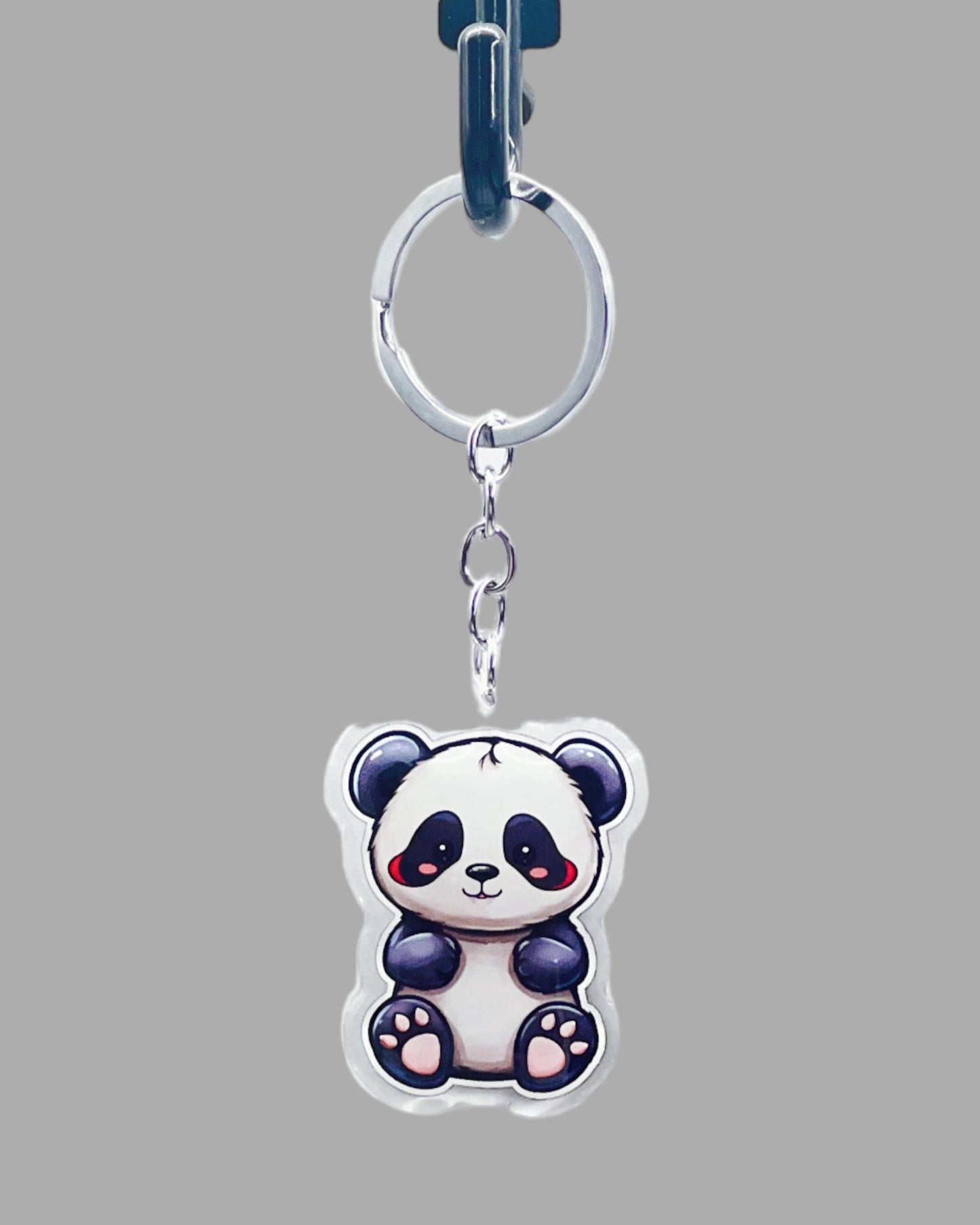 Panda Bear Acrylic Keychain, Wildlife Cute kawaii memorial ornament, pet portrait charm gift backpack fob, dad car décor, first day of school gift