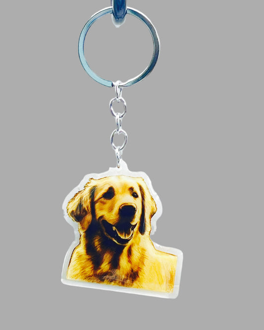 Golden Labrador Dog Acrylic keychain, Cute kawaii memorial ornament, pet portrait charm gift, backpack photo fob, dad car décor, dog mom gift