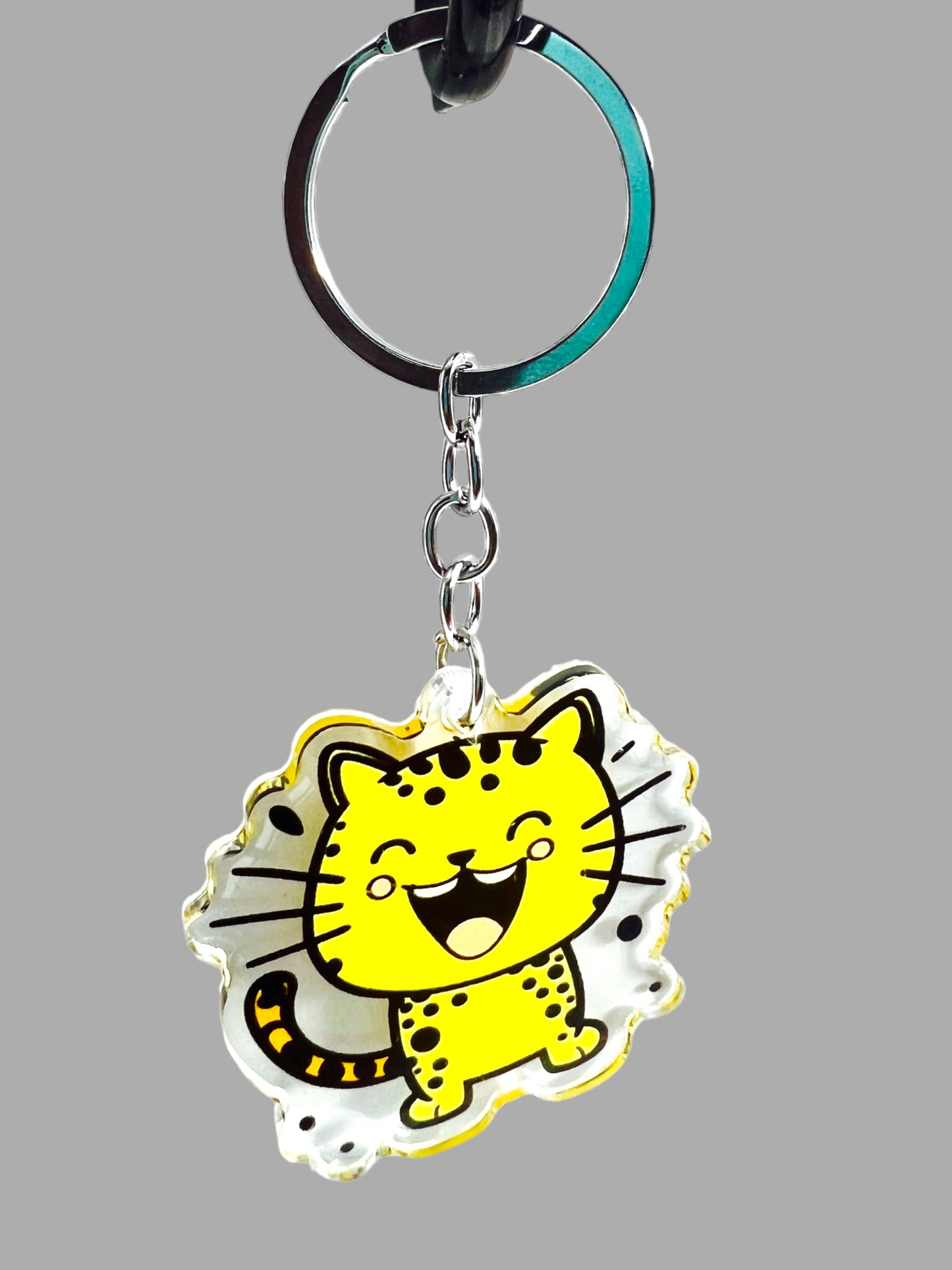 Tabby cat Leopard print Acrylic Keychain, Cute kawaii memorial ornament, pet portrait charm, backpack fob, dad car décor, stocking stuffer