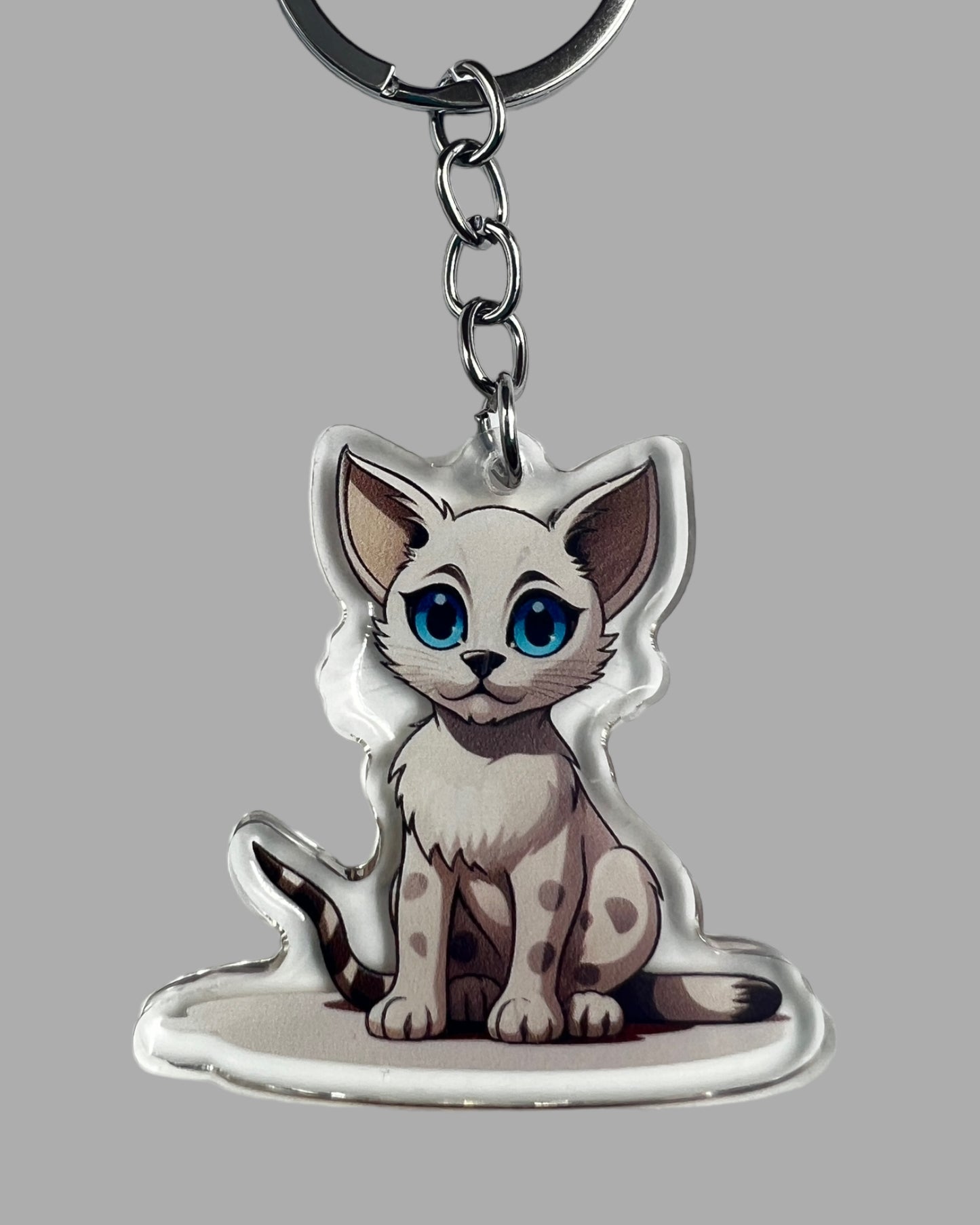 Russian Blue Cat Acrylic Keychain, Cute kawaii memorial ornament, pet portrait charm, backpack fob, dad car décor, stocking stuffer, birthday gift