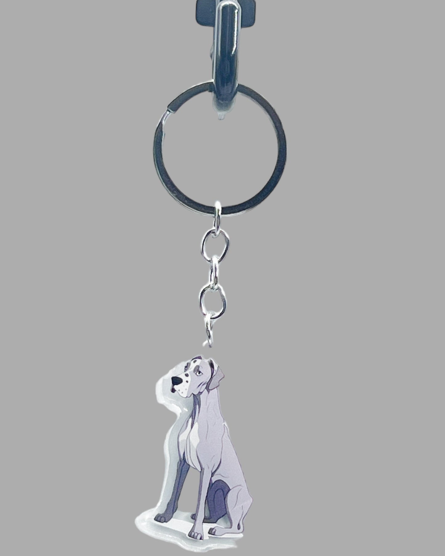 Great Dane Dog Acrylic keychain, Cute kawaii memorial ornament, pet portrait charm gift, backpack photo fob, dad car décor, dog mom gift