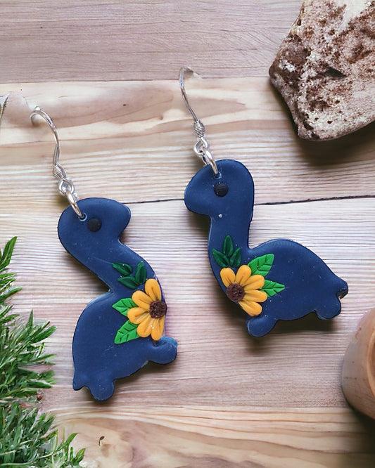 Dinosaur triceratops trex polymer clay earrings, cute girls earrings, birthday Christmas gift for best friend, stocking stuffer for her