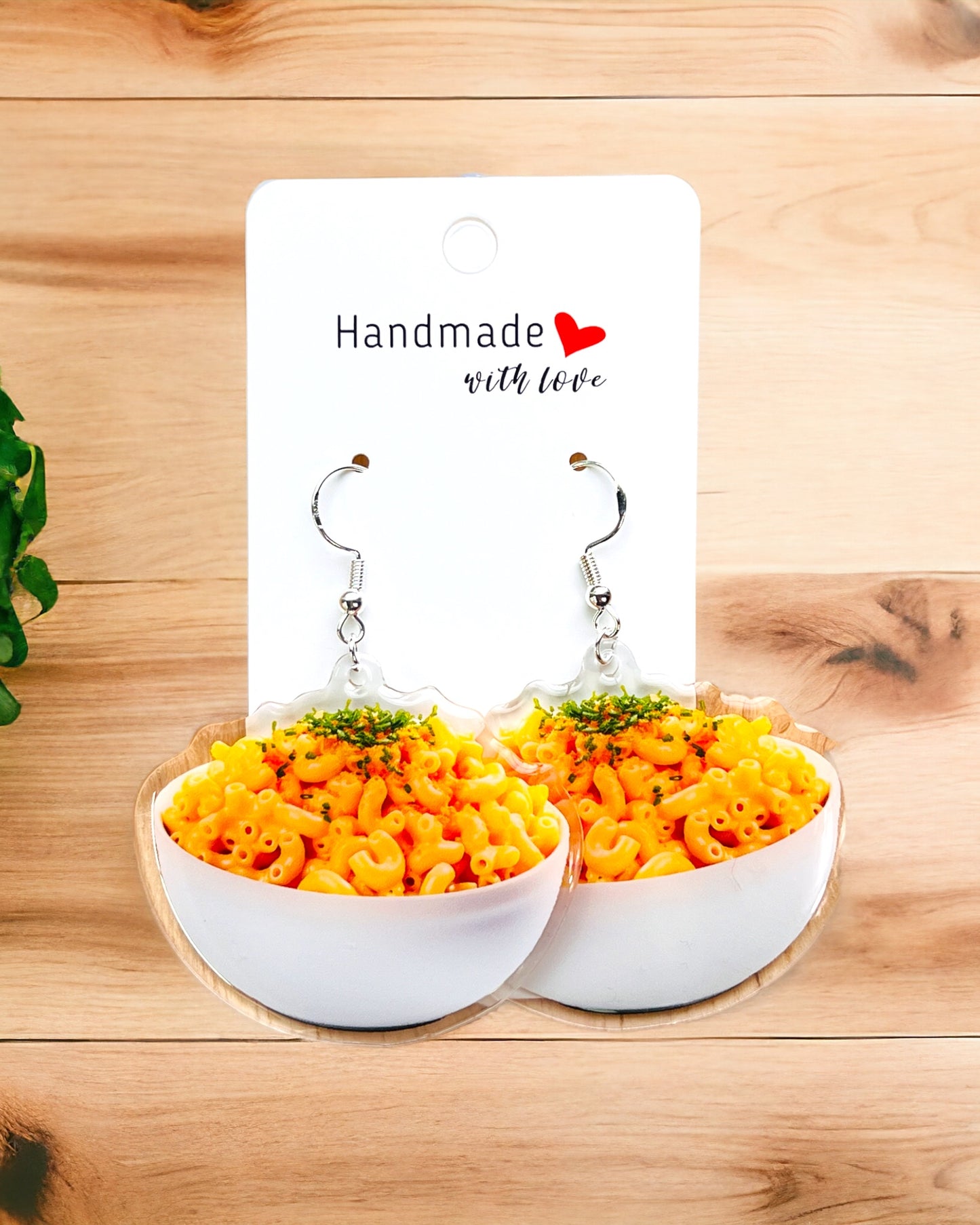 Mac-N-Cheese Acrylic earrings, funky weird earrings, quirky earrings, cool funny earrings, gift for her, birthday gift,  Christmas stocking stuffer