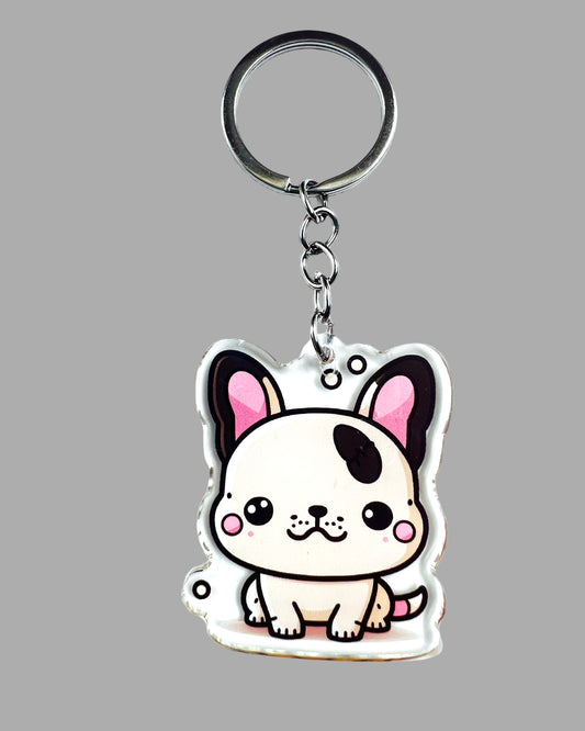 French Bulldog Dog Acrylic Keychain Cute kawaii memorial ornament, pet portrait charm gift  backpack photo fob, dad car décor, dog mom gift