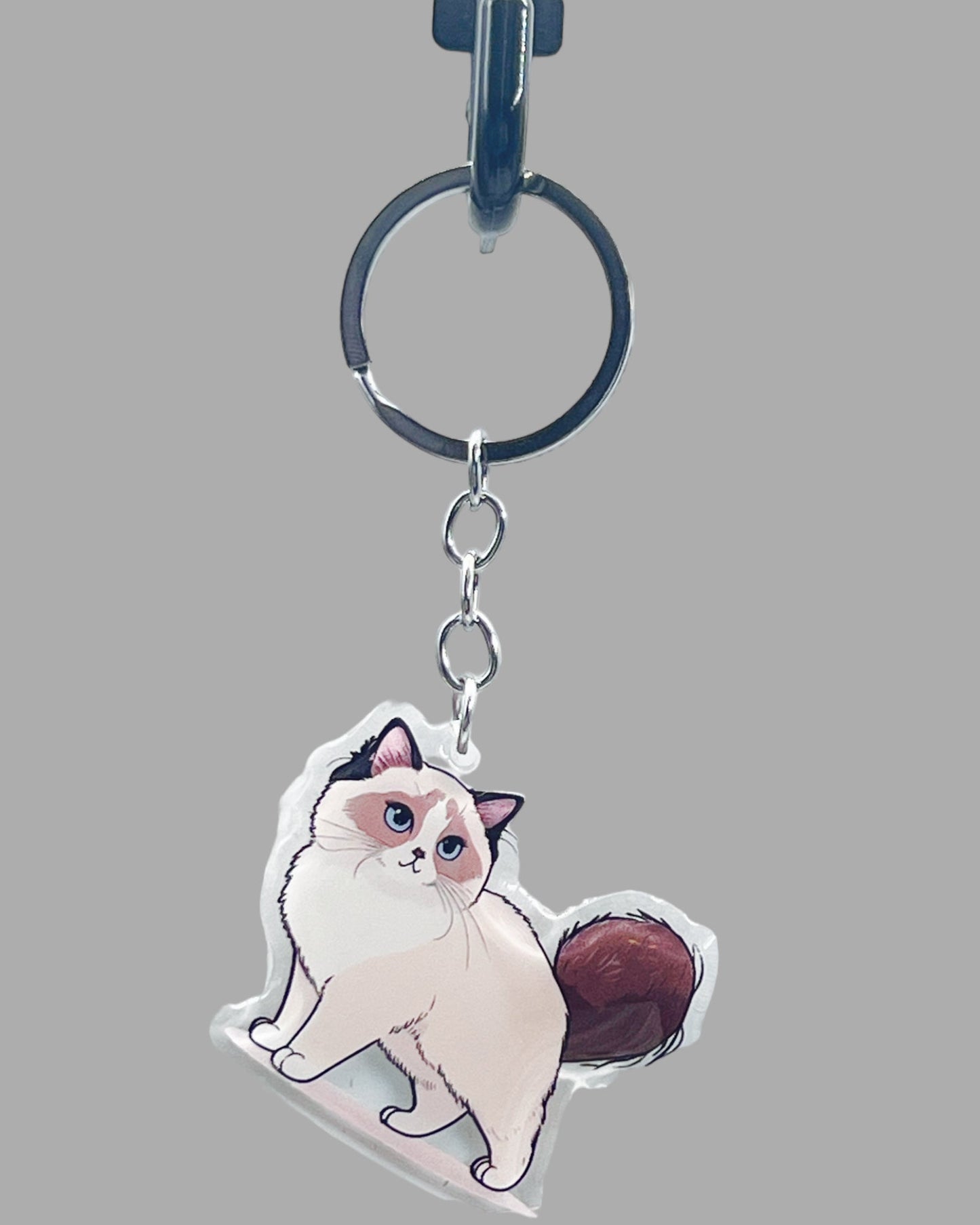 Siamese Cat Acrylic Keychains, Cute kawaii memorial ornament, pet portrait charm, backpack fob, dad car décor, stocking stuffer, birthday gift