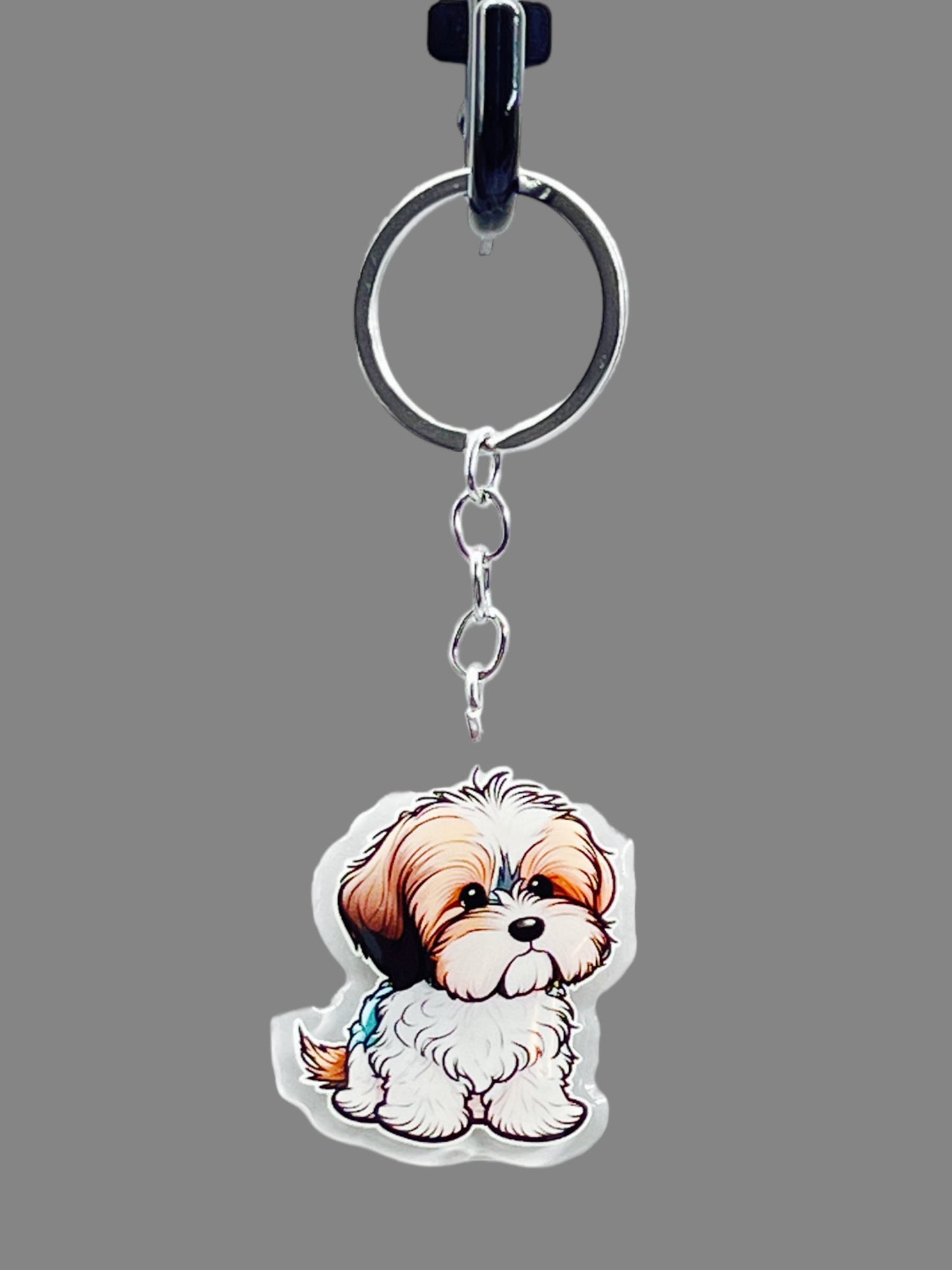 Shih Tzu Dog Acrylic Keychain, Cute kawaii memorial ornament, pet portrait charm gift, backpack fob, dad car décor, dog mom gift