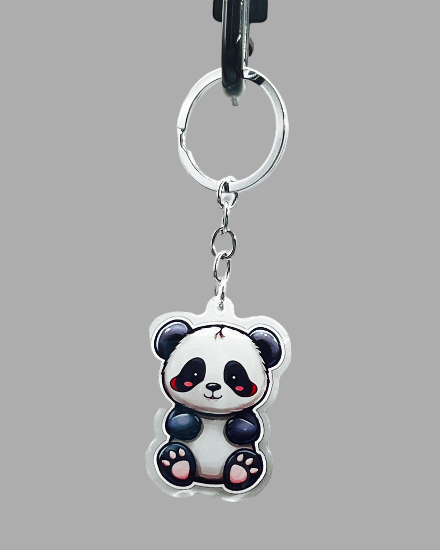 Panda Bear Acrylic Keychain, Wildlife Cute kawaii memorial ornament, pet portrait charm gift backpack fob, dad car décor, first day of school gift