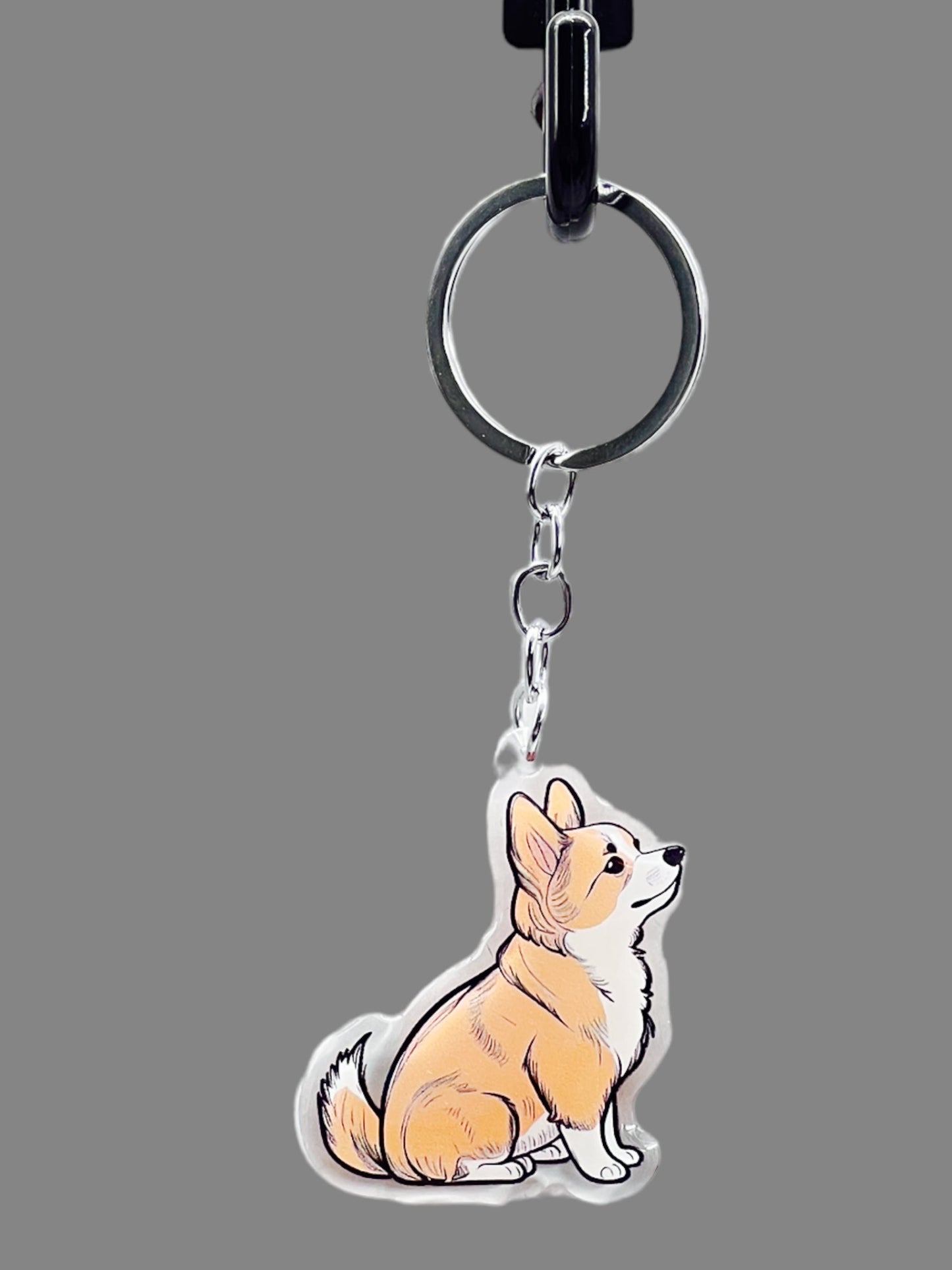 Corgi Dog Acrylic Keychain Cute kawaii memorial ornament, pet portrait charm gift  backpack photo fob, dad car décor, dog mom gift