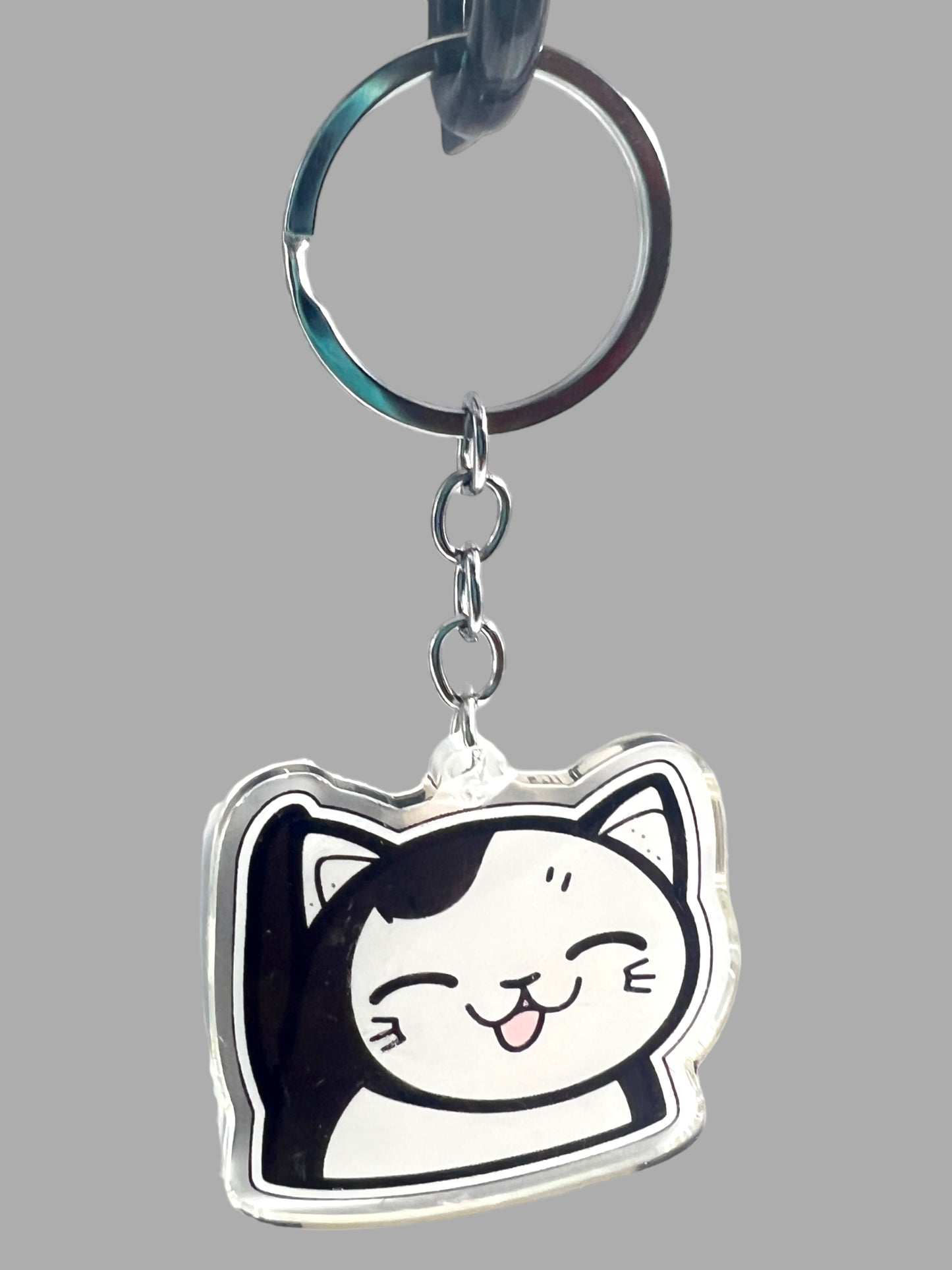 Munchkin Cat Acrylic Keychain, Cute kawaii memorial ornament, pet portrait charm gift  backpack fob, dad car décor, first day of school gift