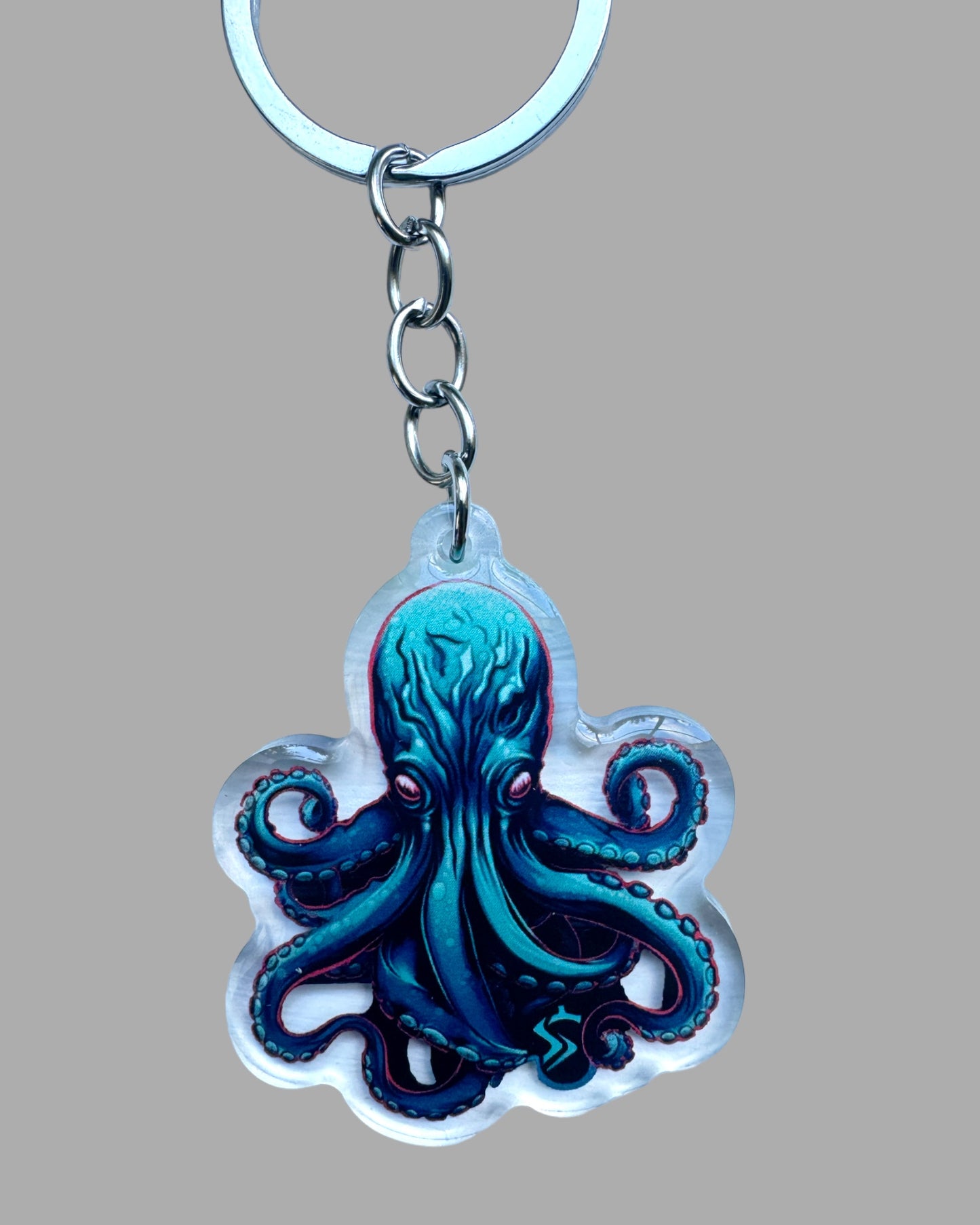 Kraken Sealife wildlife acrylic keychain, Cute kawaii memorial ornament, pet portrait charm gift  backpack fob, dad car décor, first day of school gift