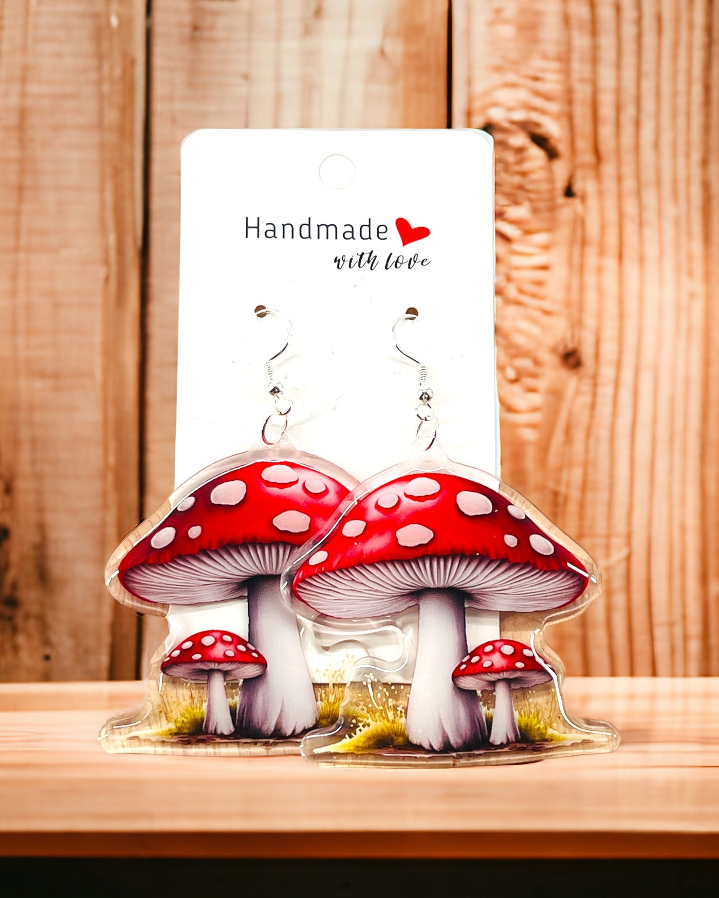 Mushroom acrylic earrings, funky weird earrings, quirky earrings, cool funny earrings, gift for her, birthday gift,  Christmas stocking stuffer