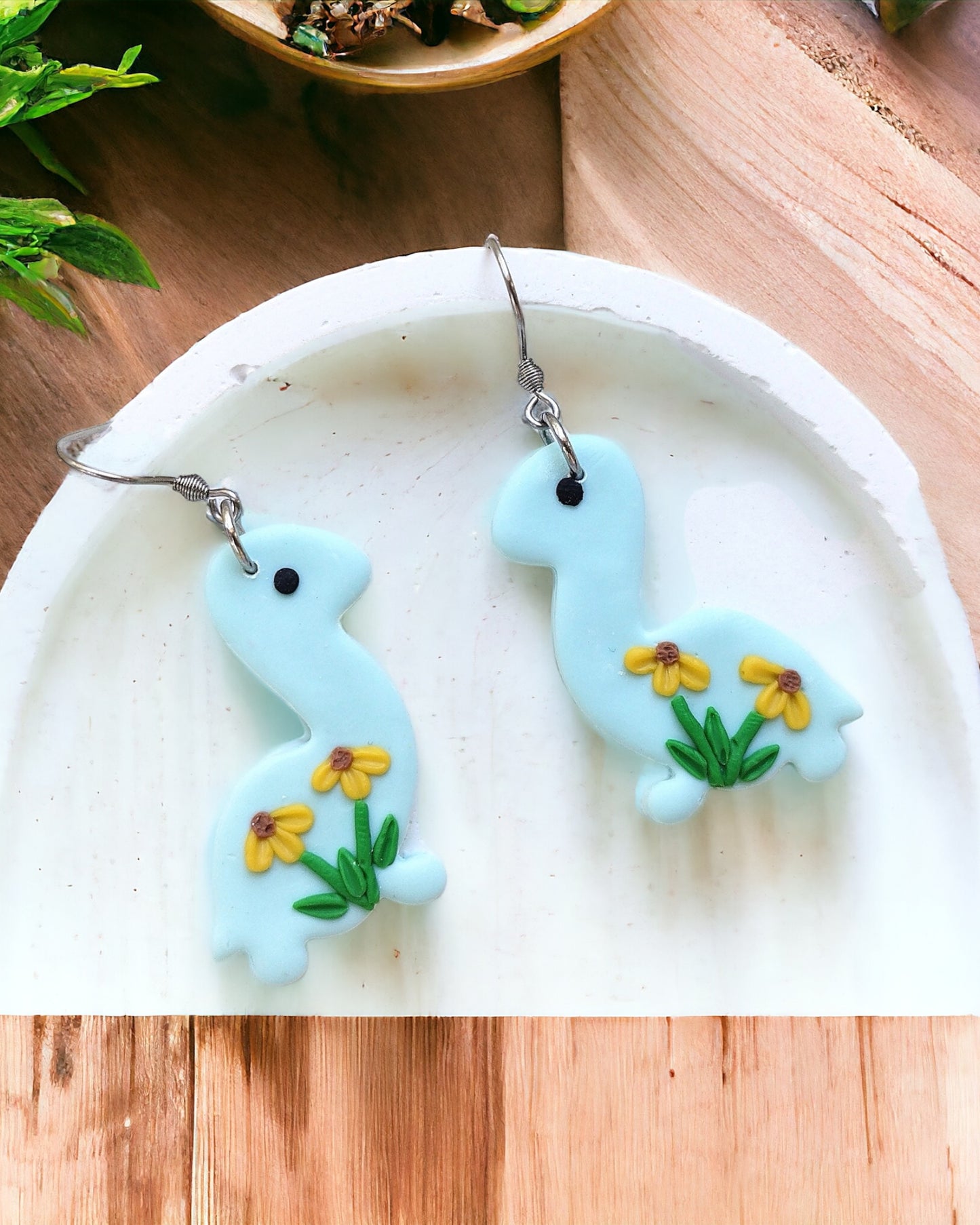 Dinosaur triceratops trex polymer clay earrings, cute girls earrings, birthday Christmas gift for best friend, stocking stuffer for her