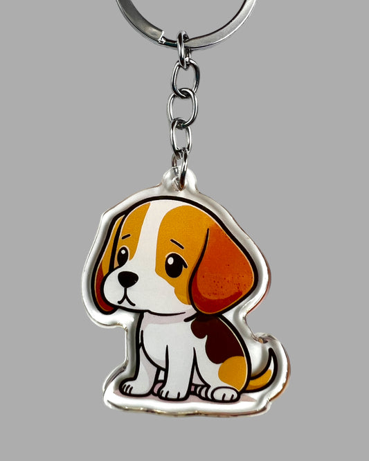 Beagle Dog Acrylic keychain Cute kawaii memorial ornament, pet portrait charm gift  backpack photo fob, dad car décor, first day of school