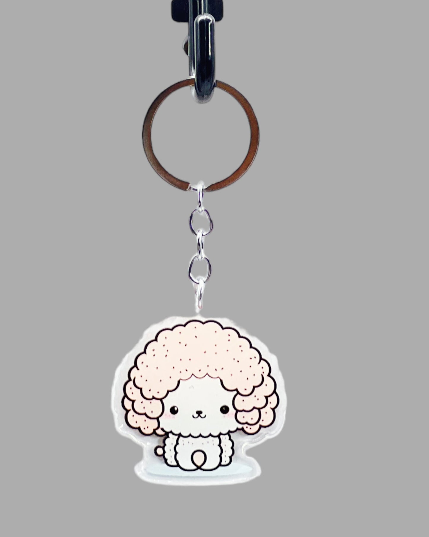 Poodle Dog Acrylic Keychain, Cute kawaii memorial ornament, pet portrait charm gift, backpack fob, dad car décor, dog mom gift