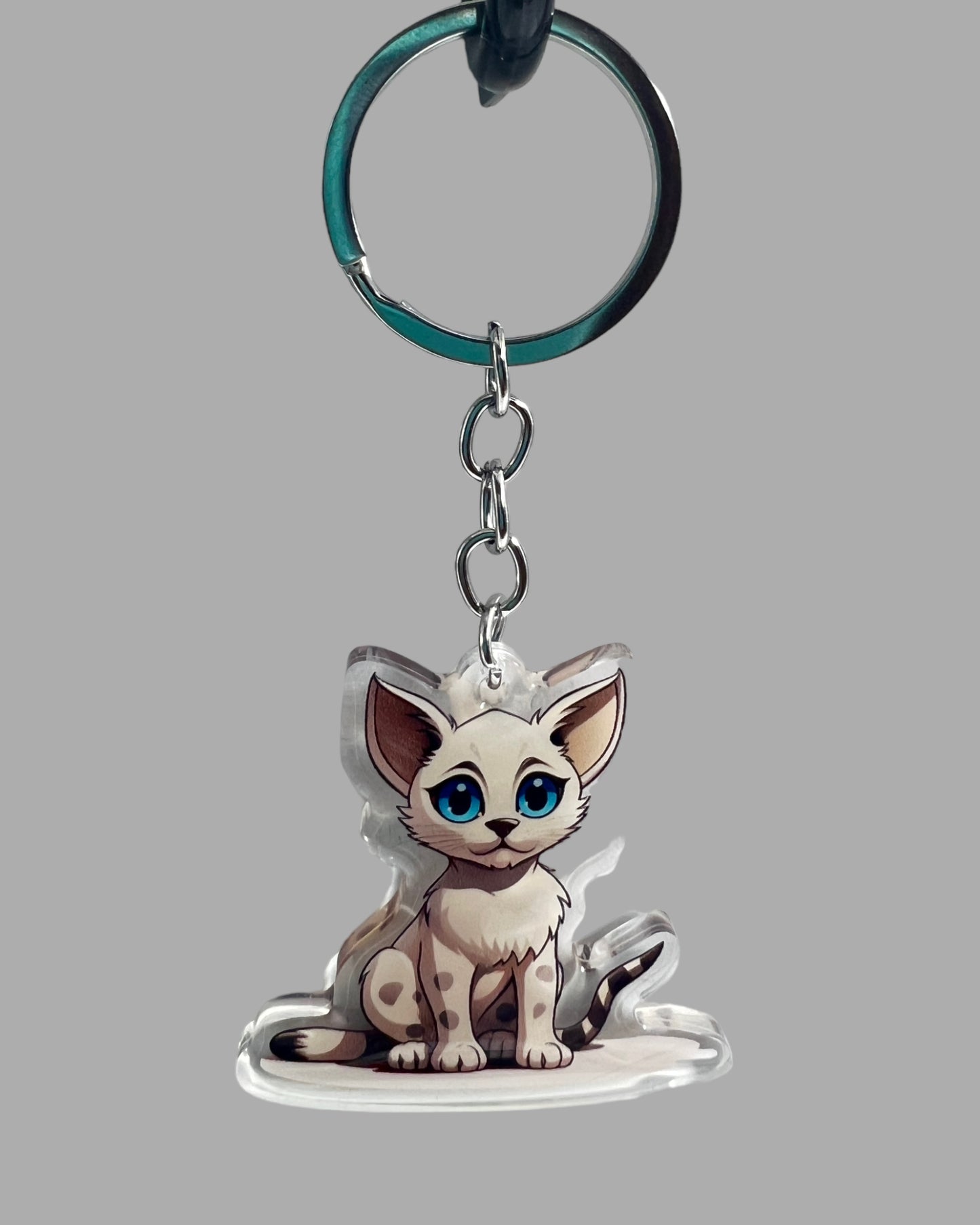 Russian Blue Cat Acrylic Keychain, Cute kawaii memorial ornament, pet portrait charm, backpack fob, dad car décor, stocking stuffer, birthday gift