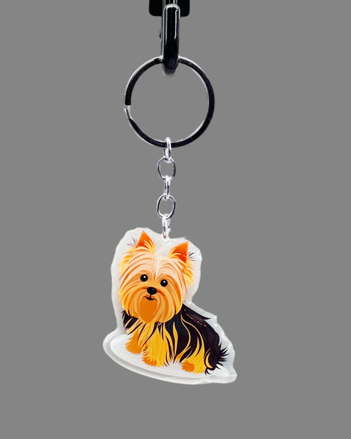 Teacup Yorkshire Terrier Dog Acrylic Keychain, Cute kawaii memorial ornament, pet portrait charm gift, backpack fob, dad car décor, dog mom gift