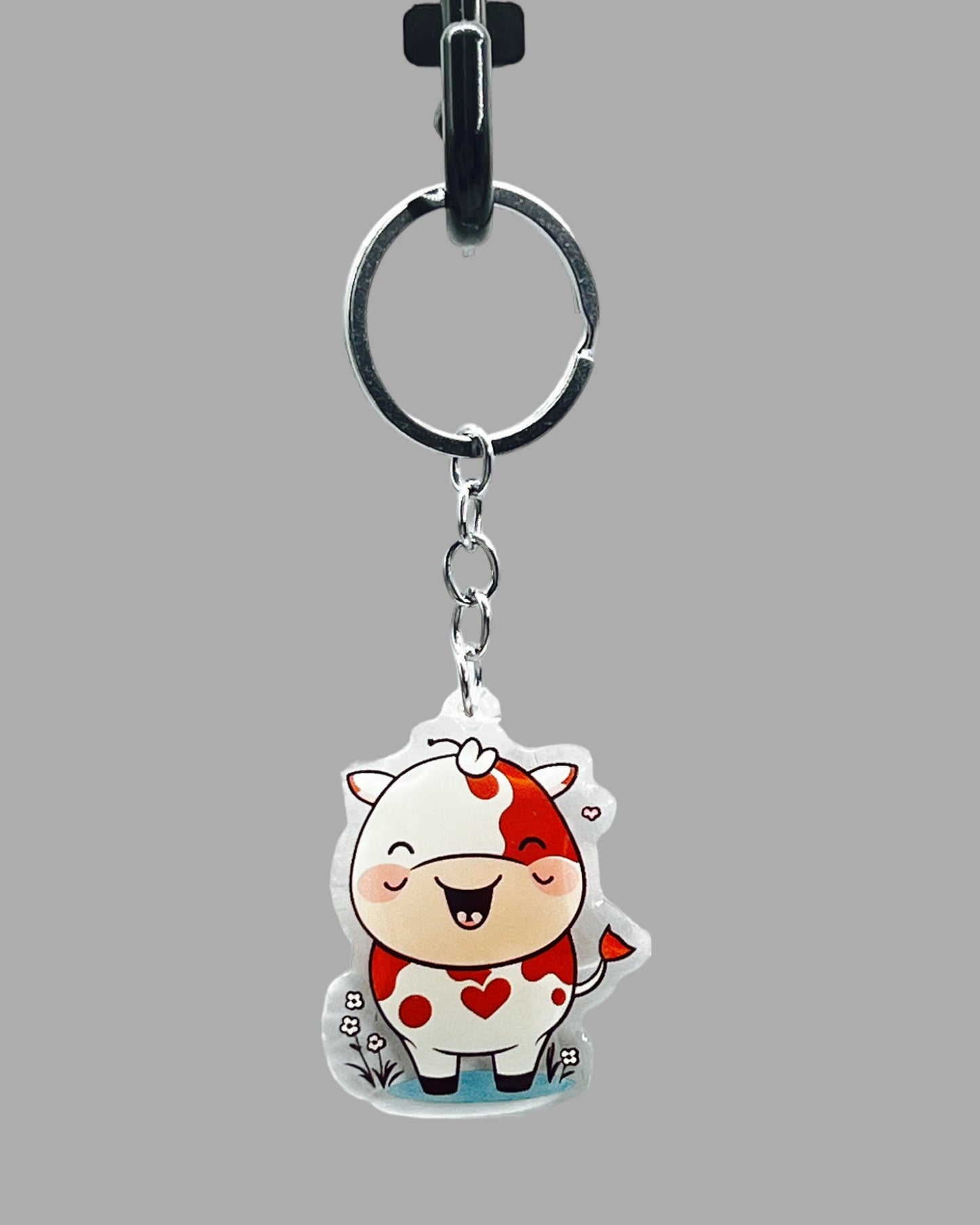 Holstein Cow Acrylic Keychain, Farm Animal Cute kawaii memorial ornament, pet portrait charm, backpack fob, dad car décor, stocking stuffer, birthday gift