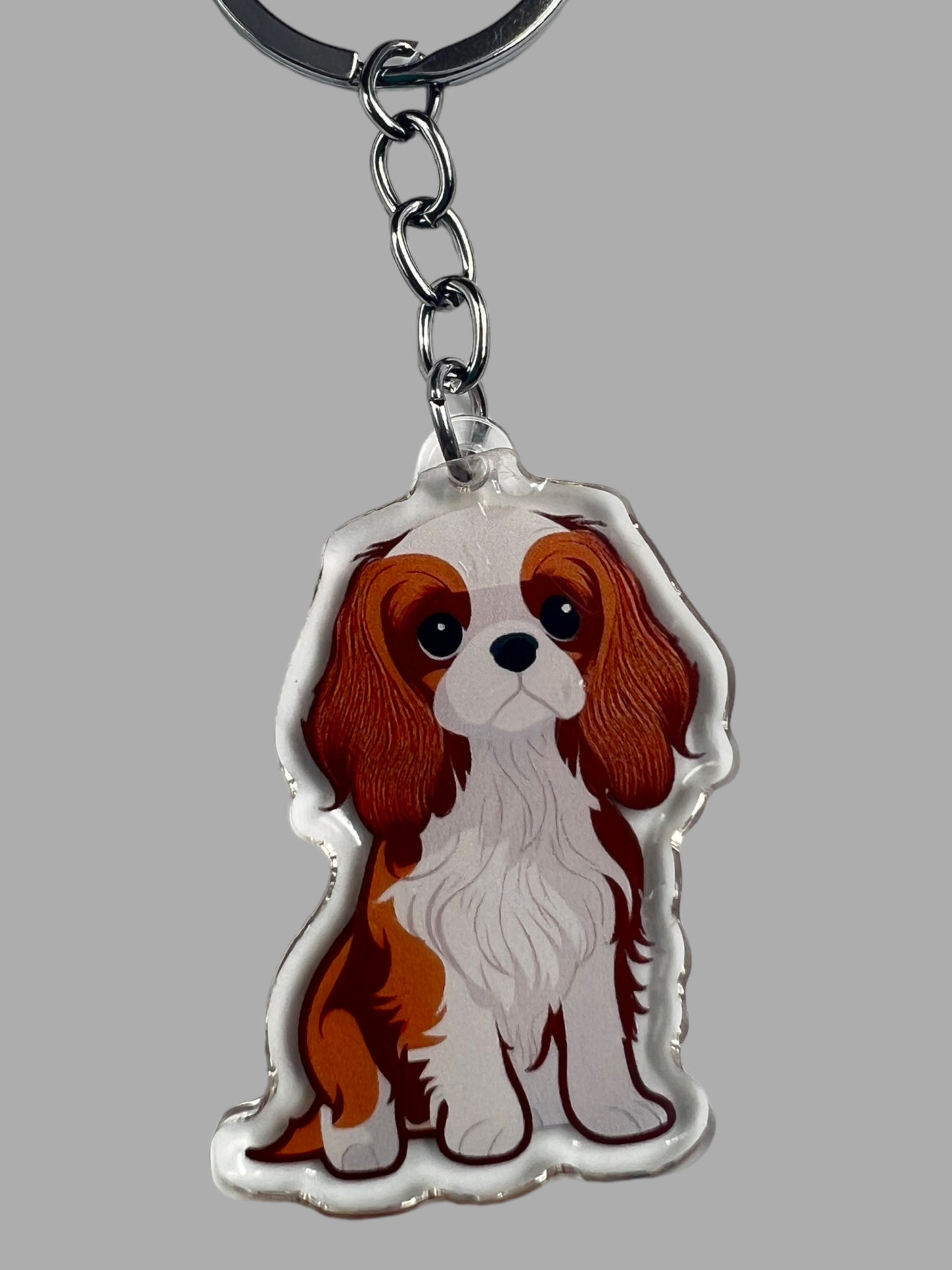 Cavalier King Charles Spaniel Dog Acrylic keychain, Cute kawaii memorial ornament, pet portrait charm gift  backpack fob, dad car décor, dog mom