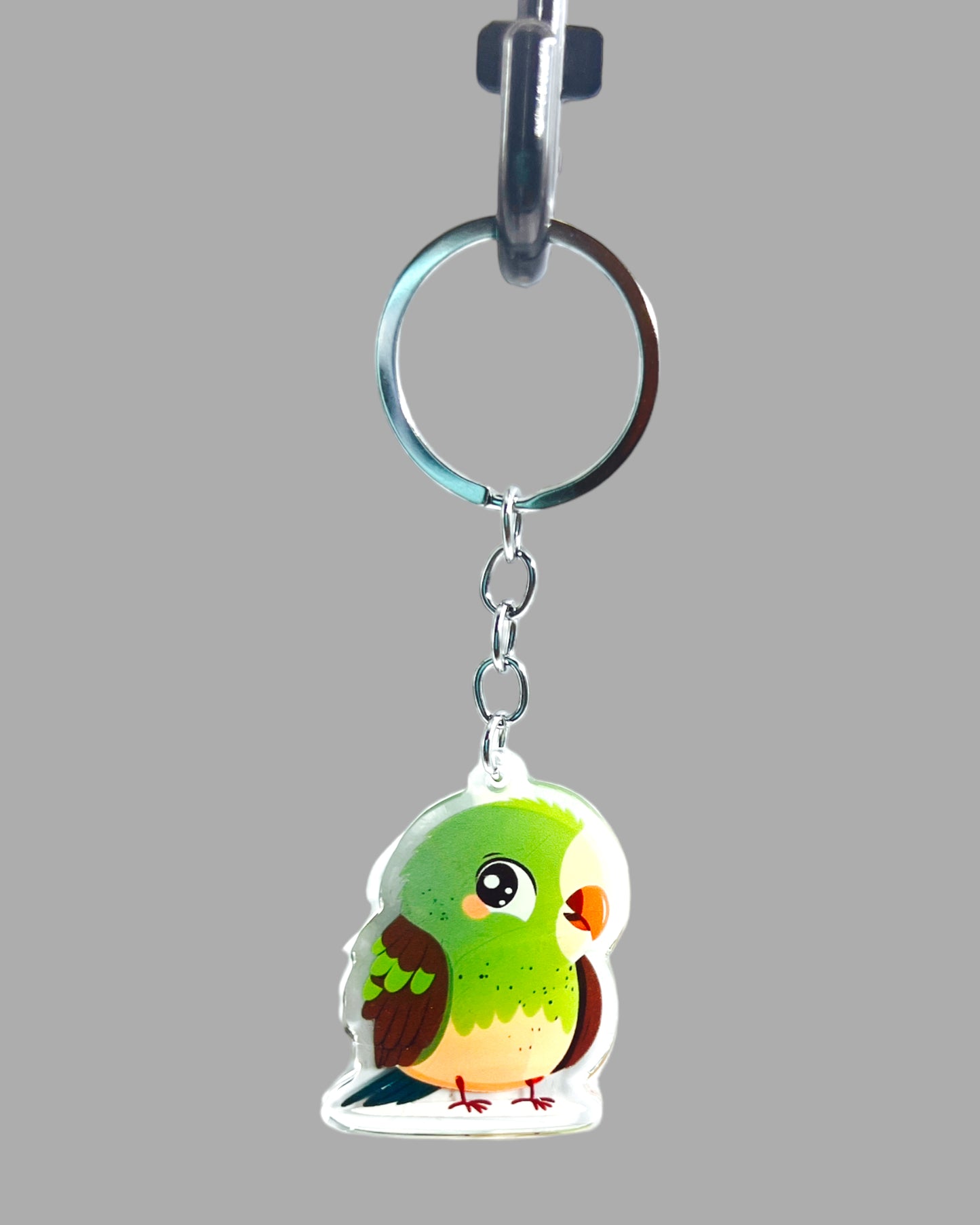 Parrot Acrylic Keychain, Wildlife Cute kawaii memorial ornament, pet portrait charm gift backpack fob, dad car décor, first day of school gift