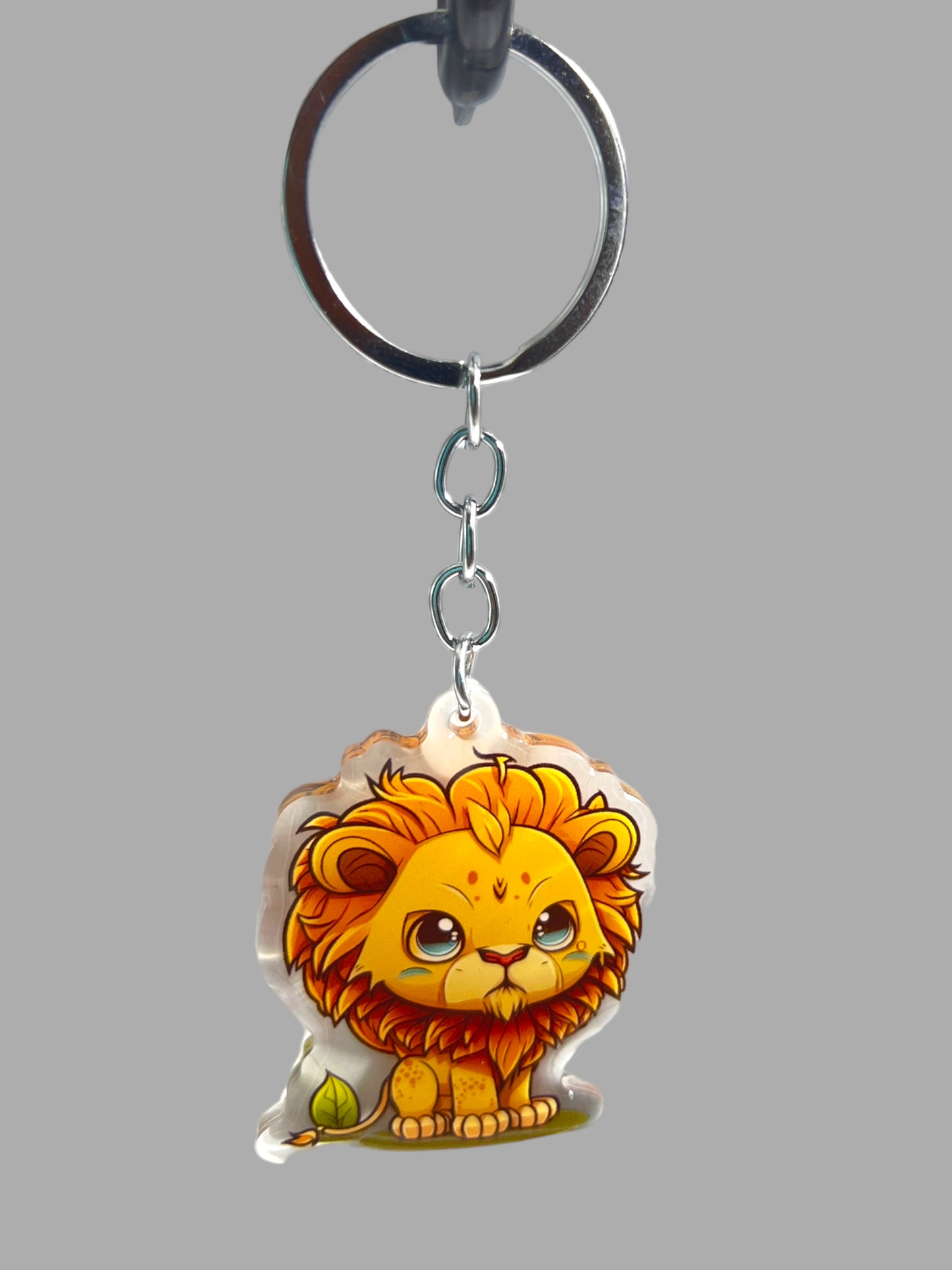 Lion Acrylic Keychain, Wildlife Cute kawaii memorial ornament, pet portrait charm gift  backpack fob, dad car décor, first day of school gift