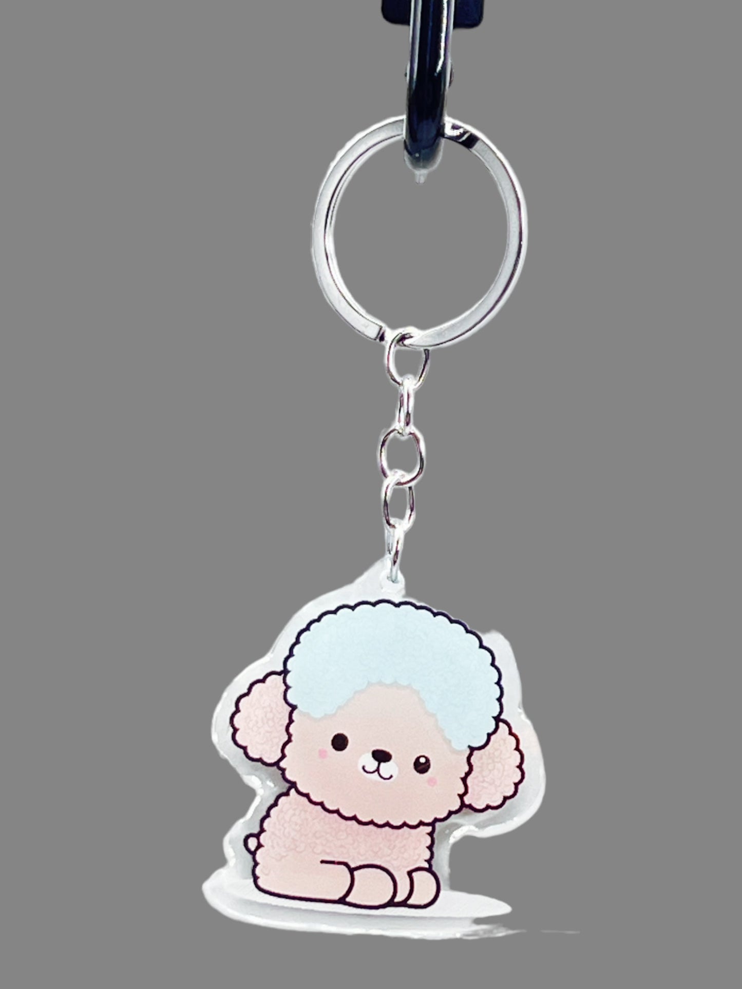 Poodle Dog Acrylic Keychain, Cute kawaii memorial ornament, pet portrait charm gift, backpack fob, dad car décor, dog mom gift