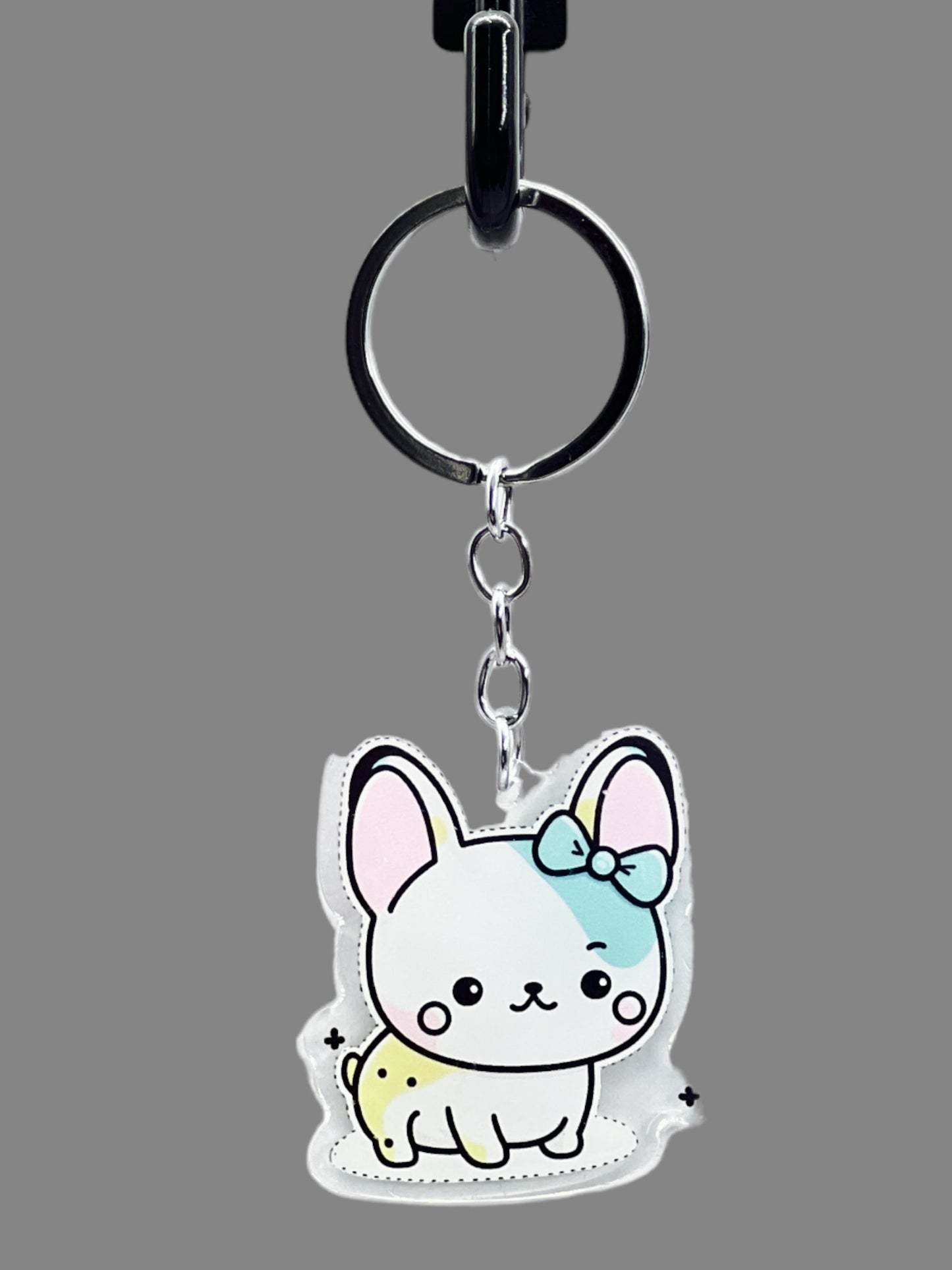 French Bulldog Dog Acrylic Keychain Cute kawaii memorial ornament, pet portrait charm gift  backpack photo fob, dad car décor, dog mom gift