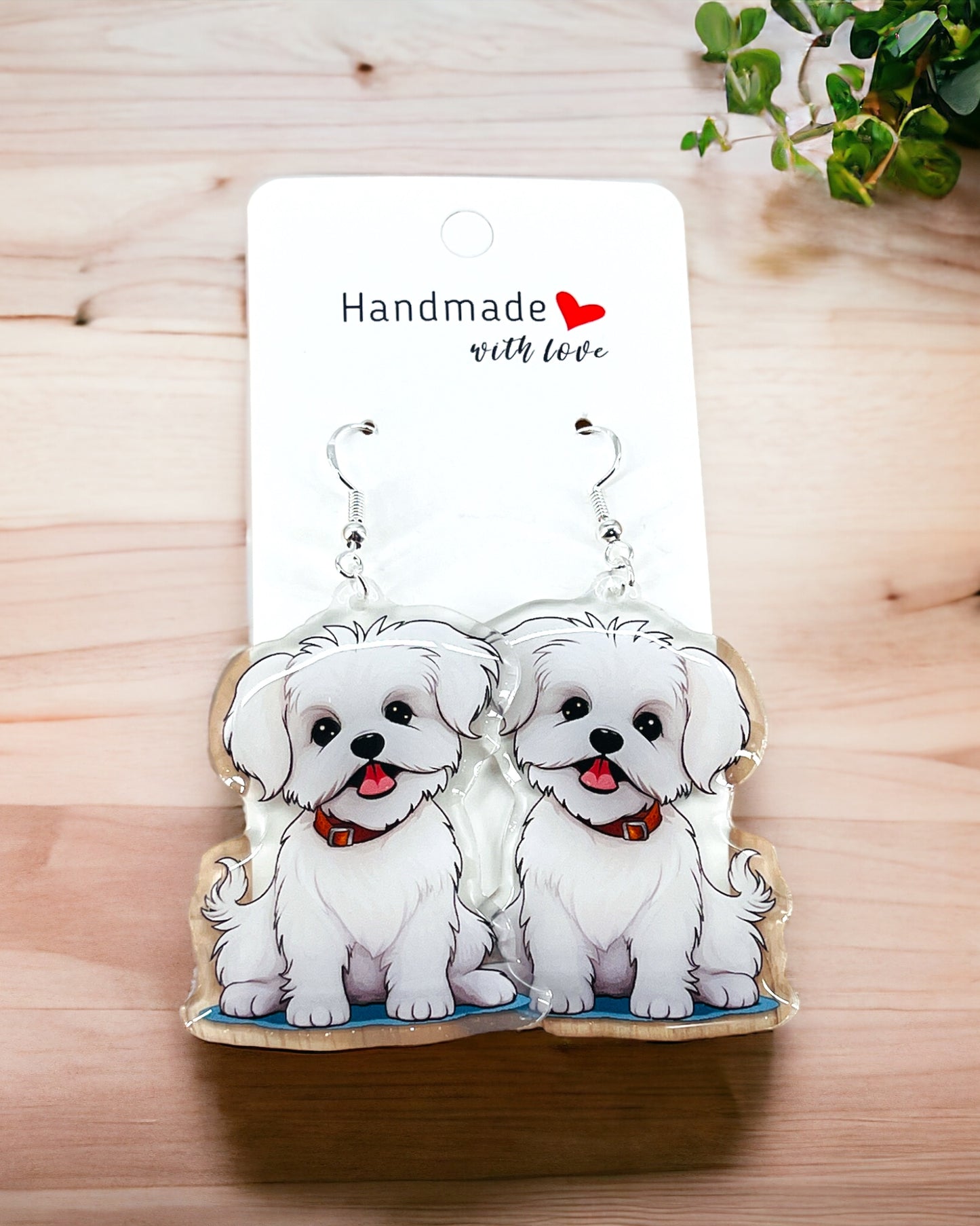 Dog mom Acrylic fun kawaii earrings, pet memorial charm, cute puppy, loss sympathy, quirky earrings, grief gift for her, animal lover gift