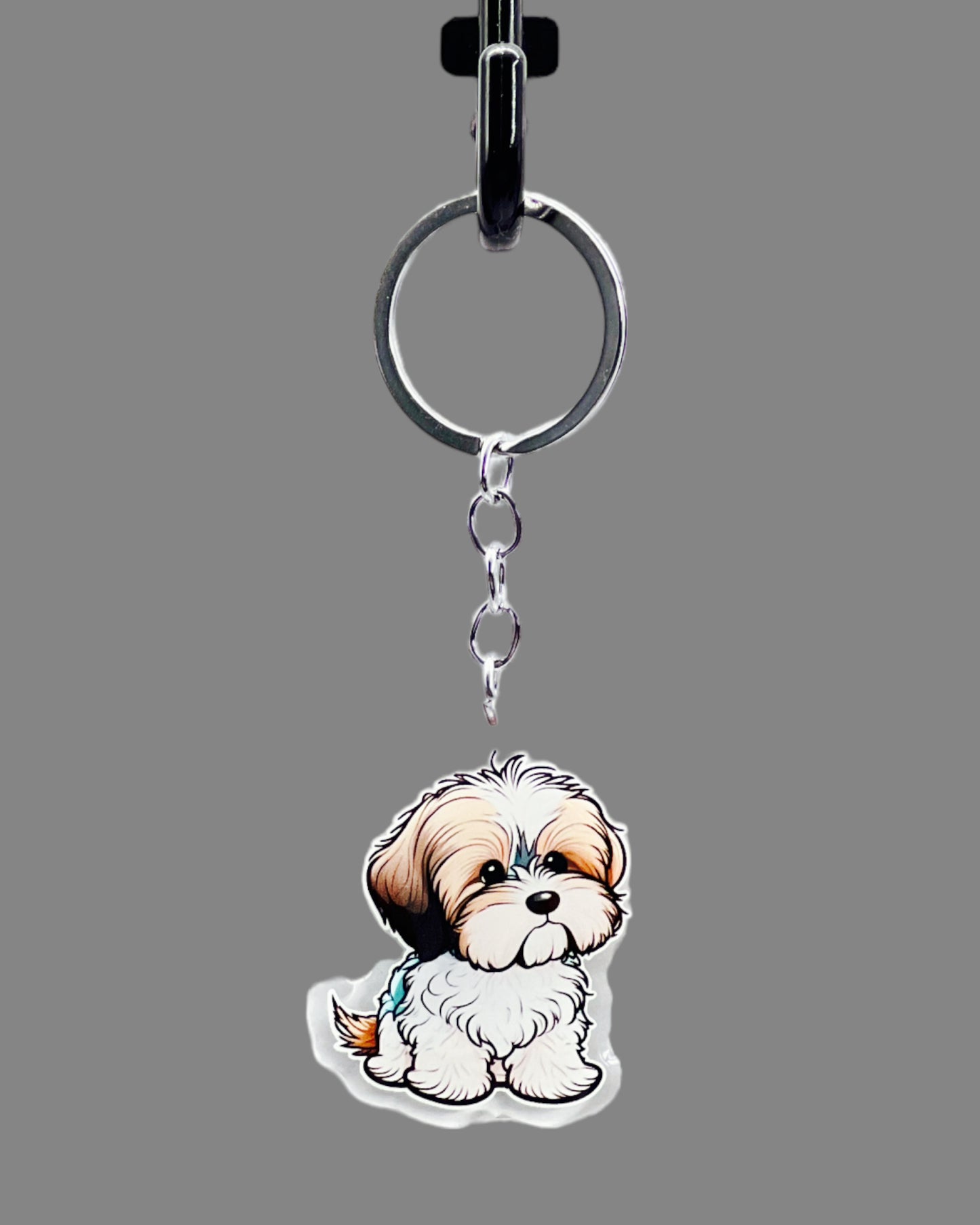 Shih Tzu Dog Acrylic Keychain, Cute kawaii memorial ornament, pet portrait charm gift, backpack fob, dad car décor, dog mom gift