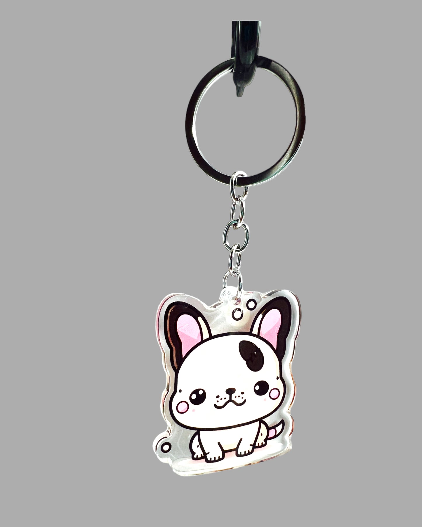 French Bulldog Dog Acrylic Keychain Cute kawaii memorial ornament, pet portrait charm gift  backpack photo fob, dad car décor, dog mom gift