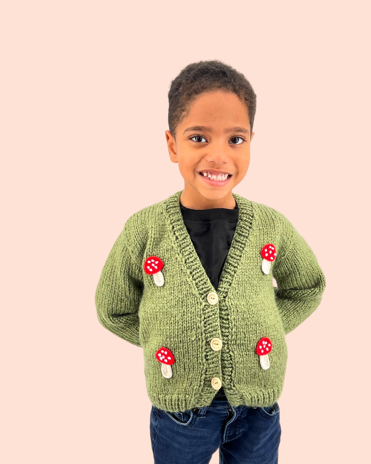 Mushroom green Kids Cardigan Sweater